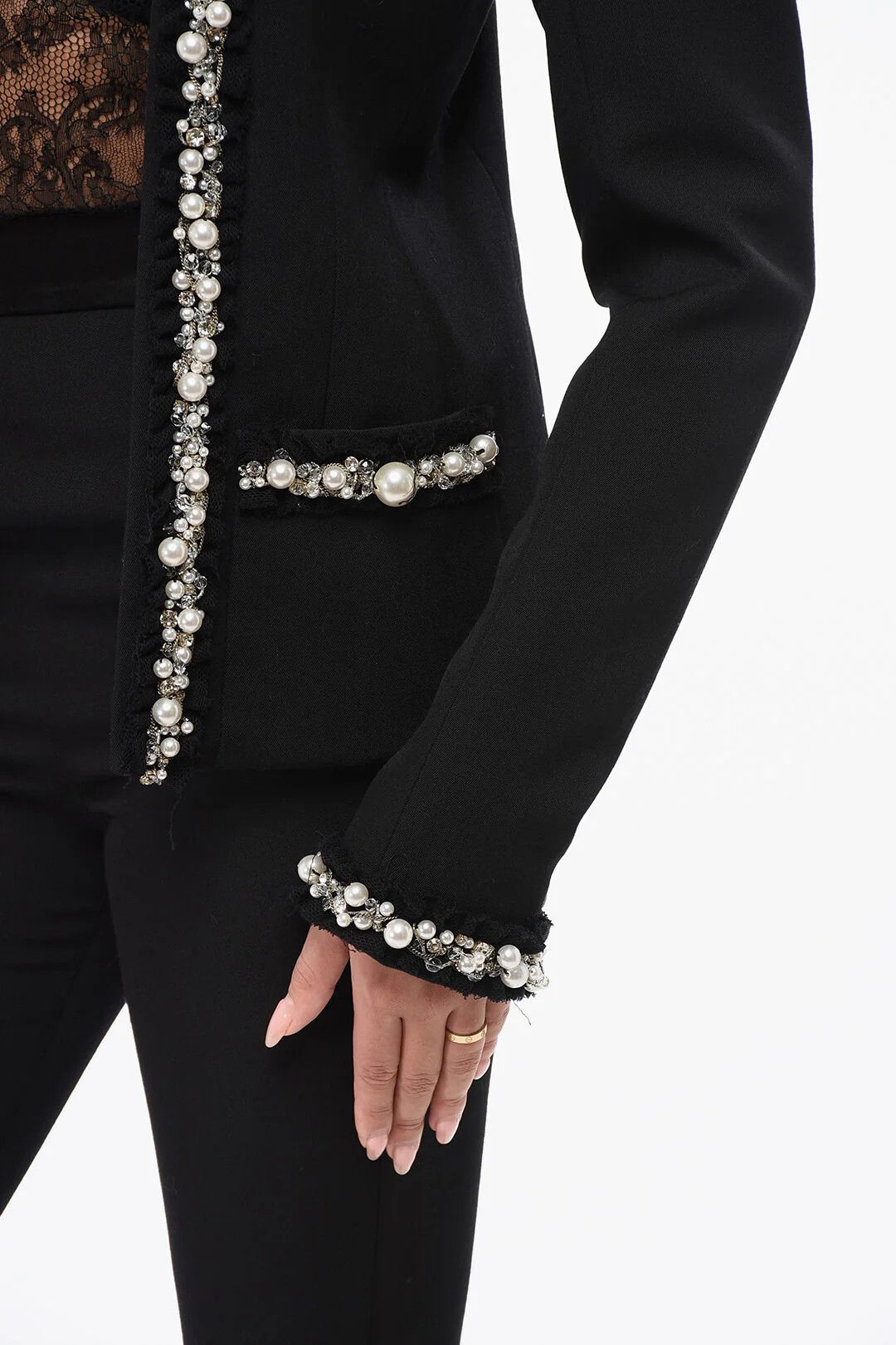 Balmain og1mm0326 Collarless Blazer in Black Size M / US 6-8 / IT 42-44 - 3 Thumbnail