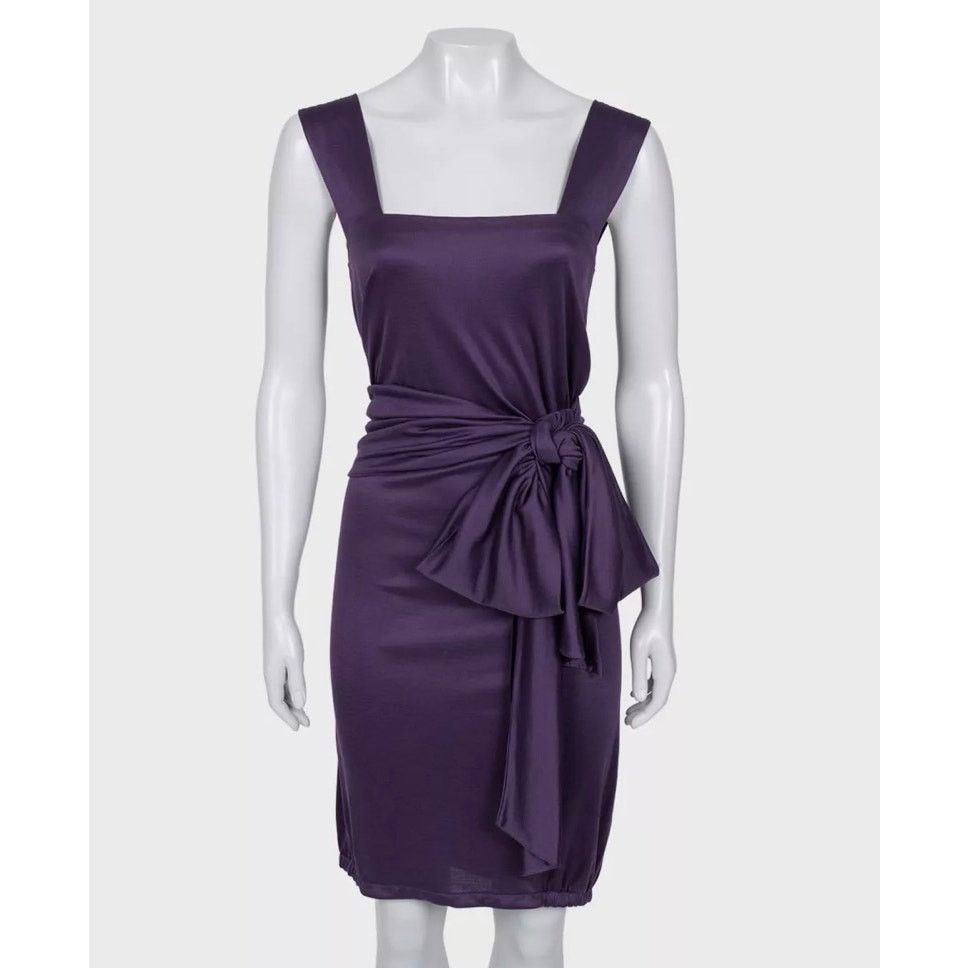 Yves Saint Laurent Saint Laurent Violet 100% Silk Belted Dress - Size S Size S / US 4 / IT 40 - 1 Thumbnail
