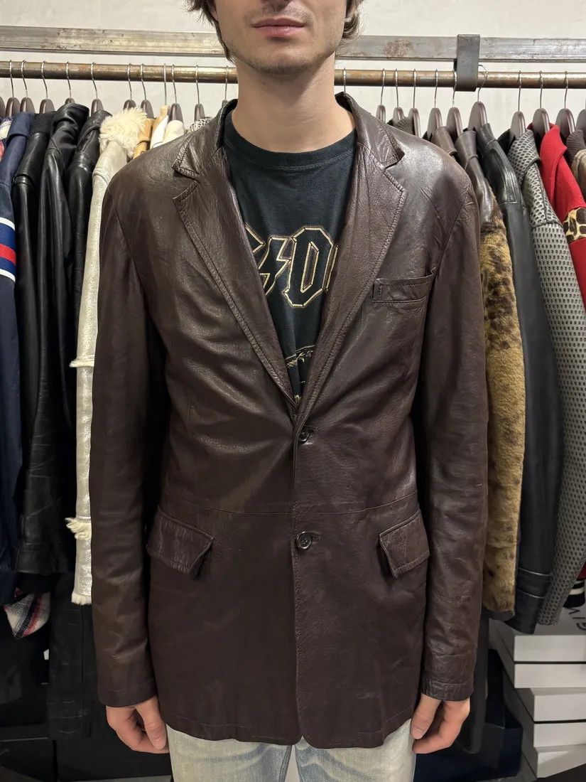 Prada AW2010 Prada Brown Eroded Leather Blazer Jacket Size US M / EU 48-50 / 2 - 3 Thumbnail