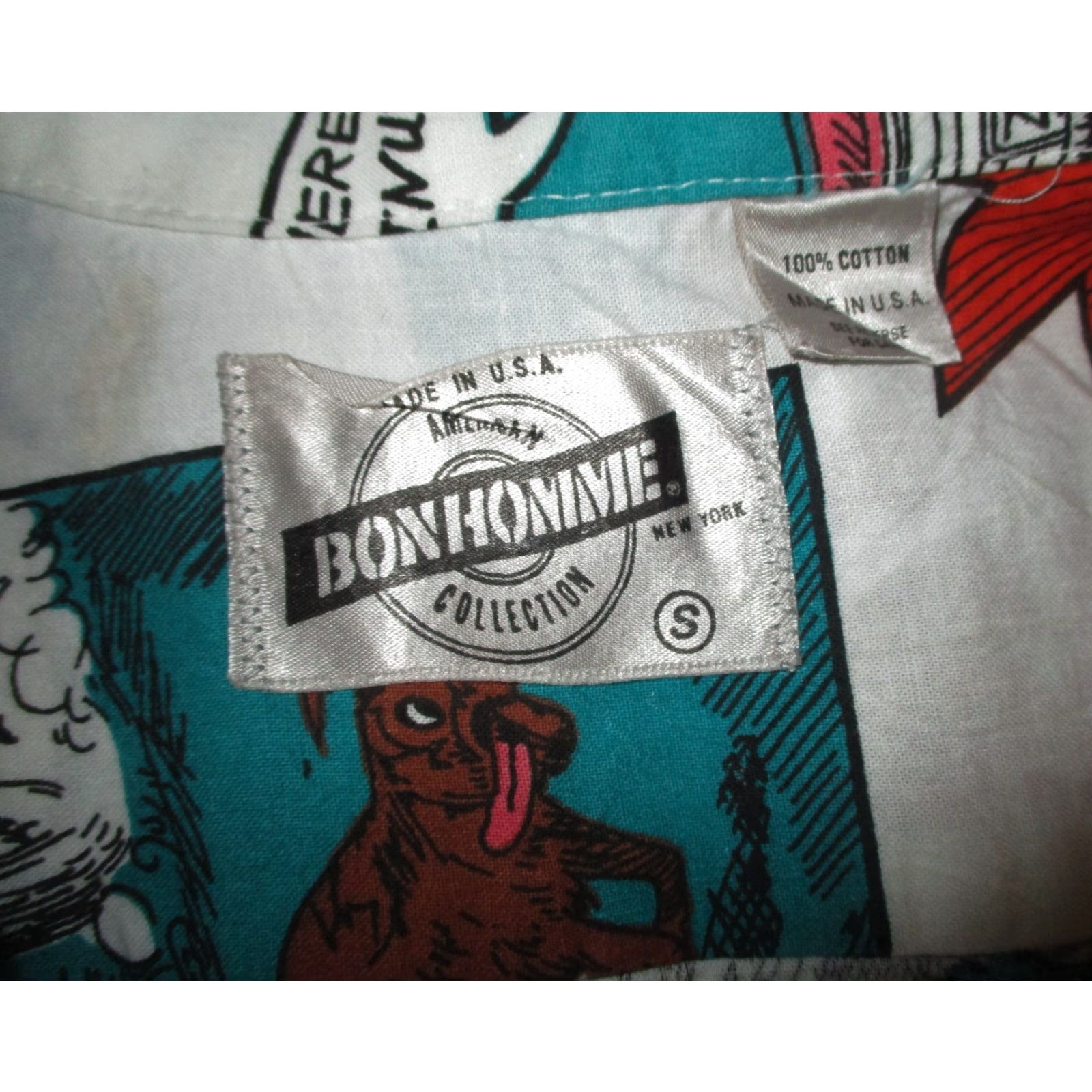 Vintage BON HOMME White Short Sleeve "Comic Strip" Shirt Size S Size US S / EU 44-46 / 1 - 6 Thumbnail