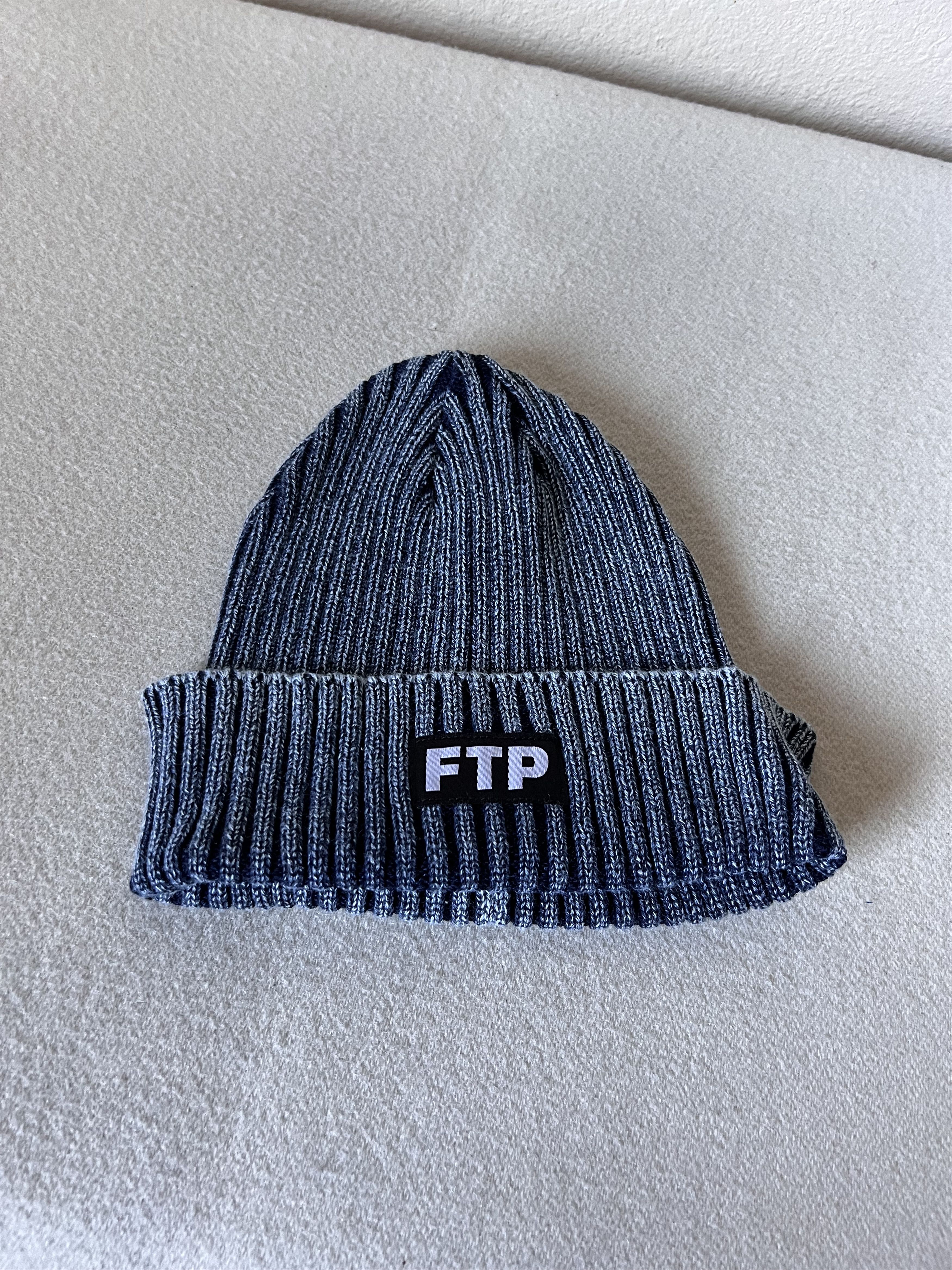 Fuck The Population FTP Denim Dye Logo Beanie in Washed Indigo Size ONE SIZE - 1 Thumbnail