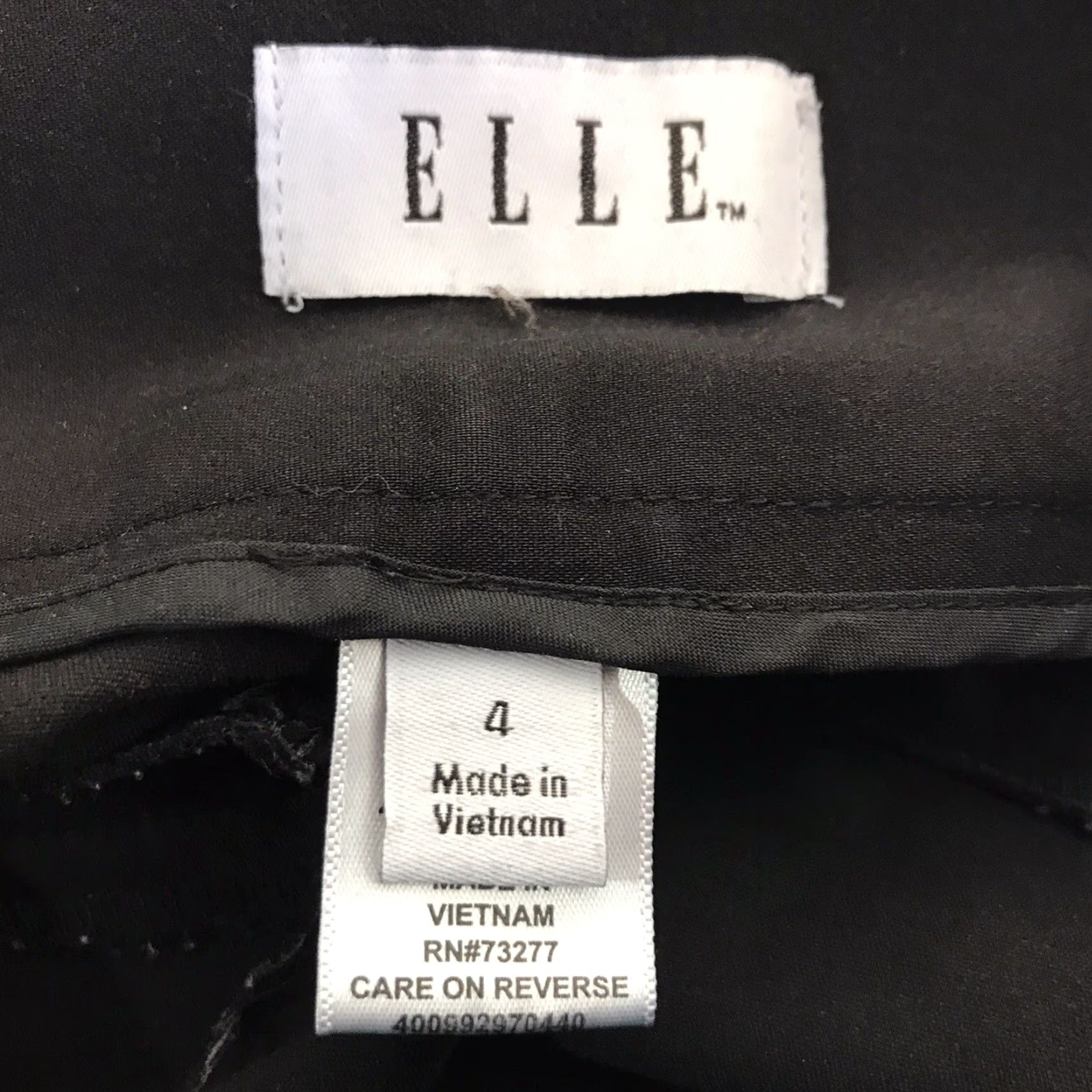 Vintage ELLE Black Straight Fit Dress Pants Womens Size 4 Regular Lightweight Business Casual Travel Size 27" / US 4 / IT 40 - 3 Thumbnail