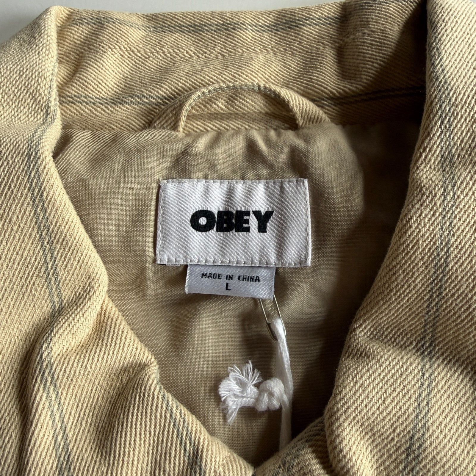 Obey Obey Stripe Zip-Up Jacket in Pelican Multi Beige Size US L / EU 52-54 / 3 - 4 Thumbnail