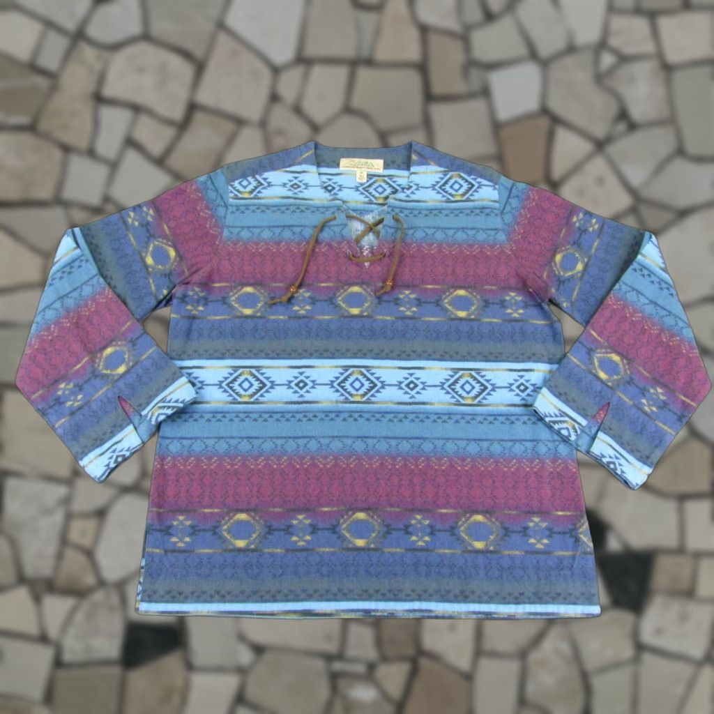 Vintage VINTAGE Cabela's Women's Flannel Shirt Medium Blue Aztec Southwestern Geometric Long Sleeve Pullover Size M / US 6-8 / IT 42-44 - 1 Thumbnail