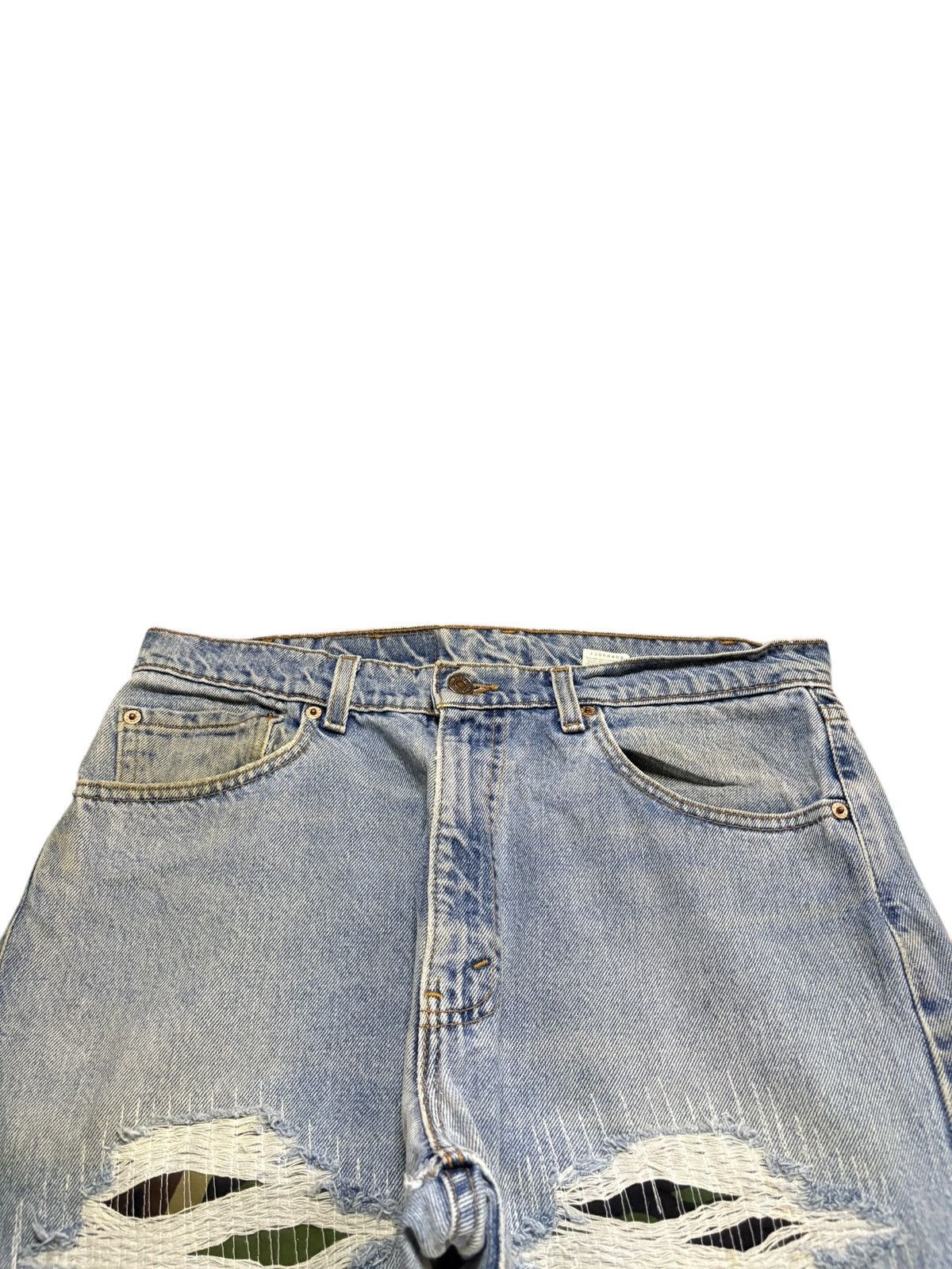 Levi's Vintage 90s Levis 505 Sashiko Mud Wash Distress Loose Jeans Size US 34 / EU 50 - 4 Thumbnail