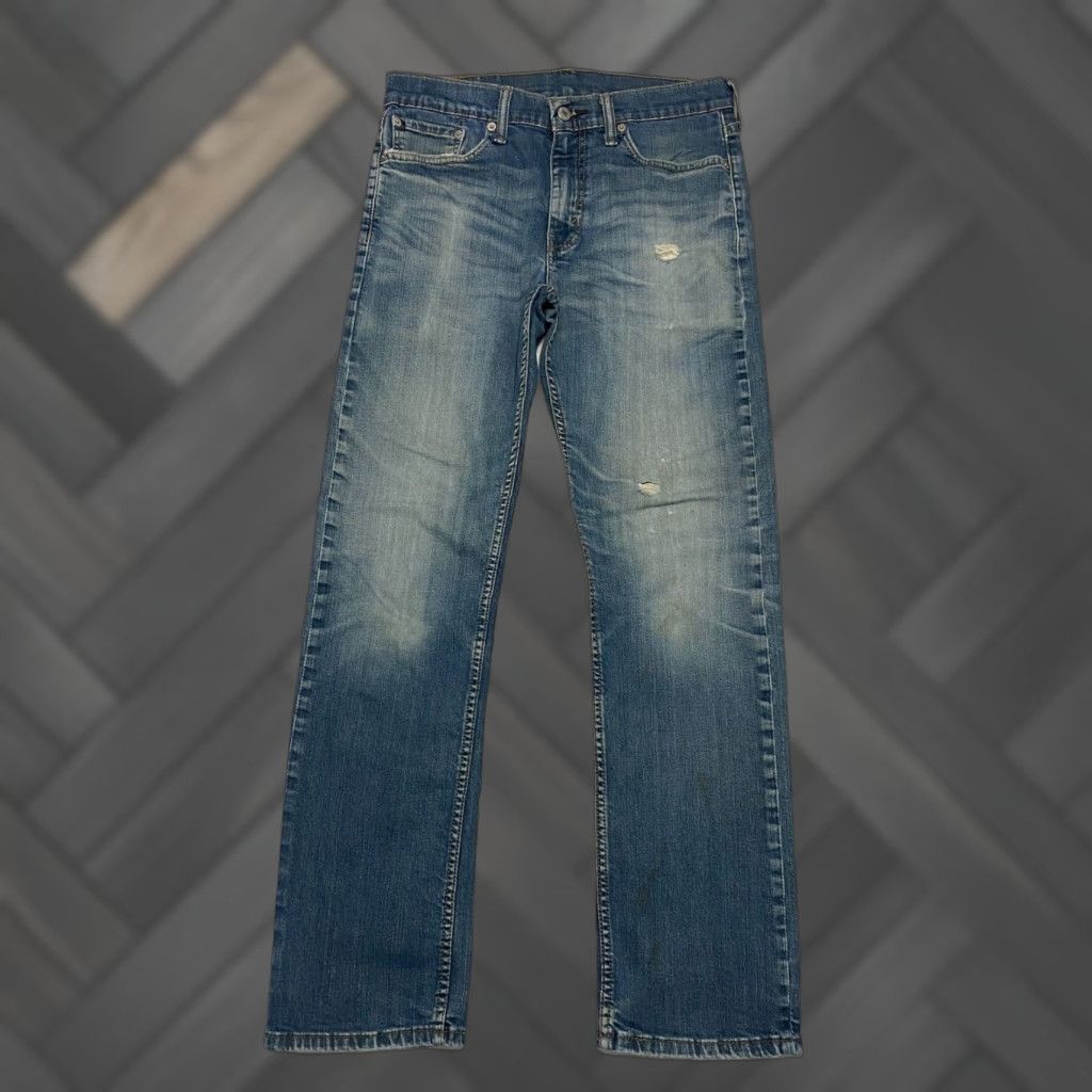 Levi's VINTAGE Levi's 513 Slim Straight Jeans Mens 31x30 Blue Distressed Whiskers Medium Wash 5-Pocket Denim Cotton Elastane USA 500 Series Mens Size US 31 - 1 Thumbnail