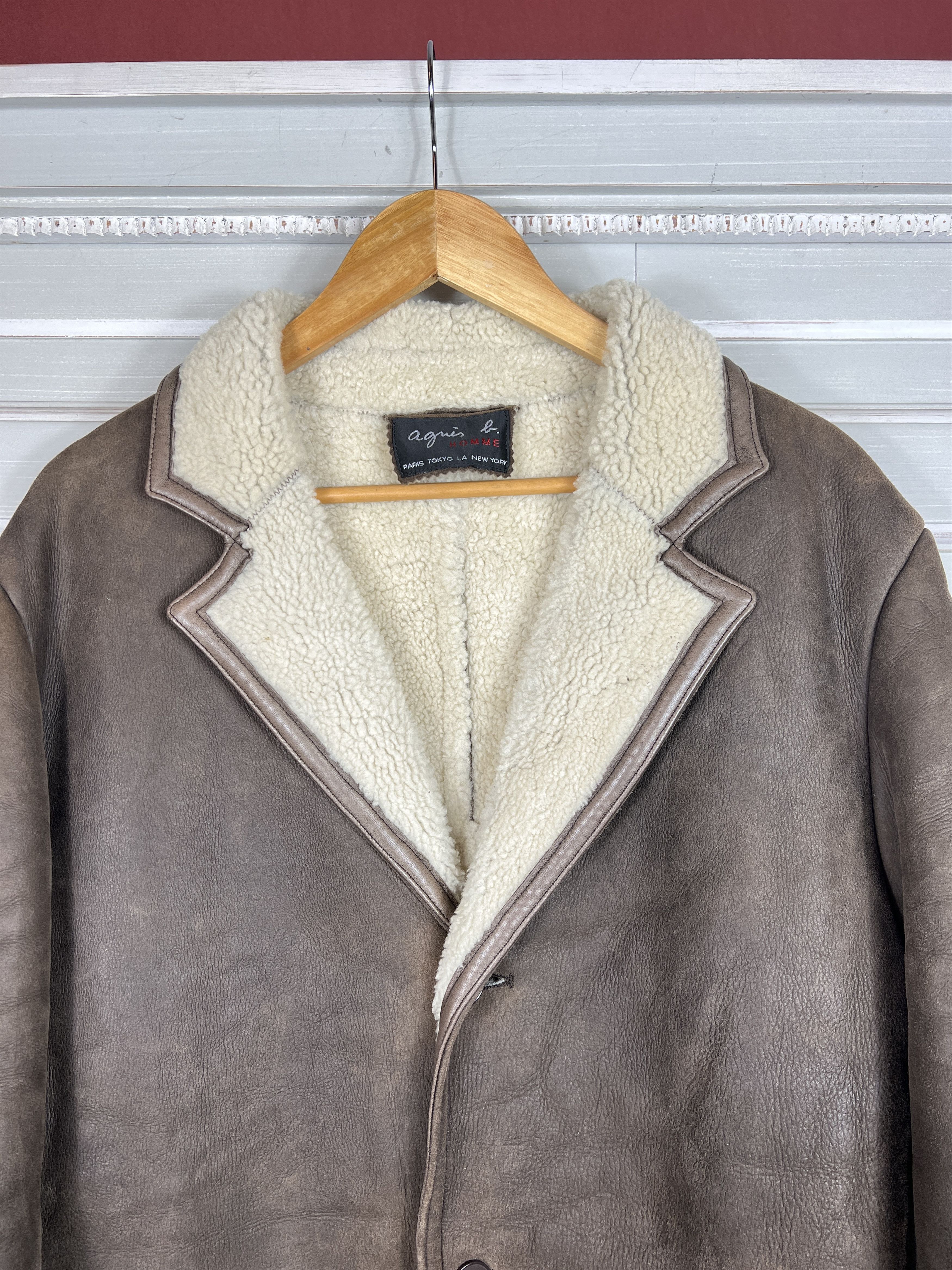 agnes b. Agnes B.homme Sherpa leather jacket wool Size US M / EU 48-50 / 2 - 2 Thumbnail