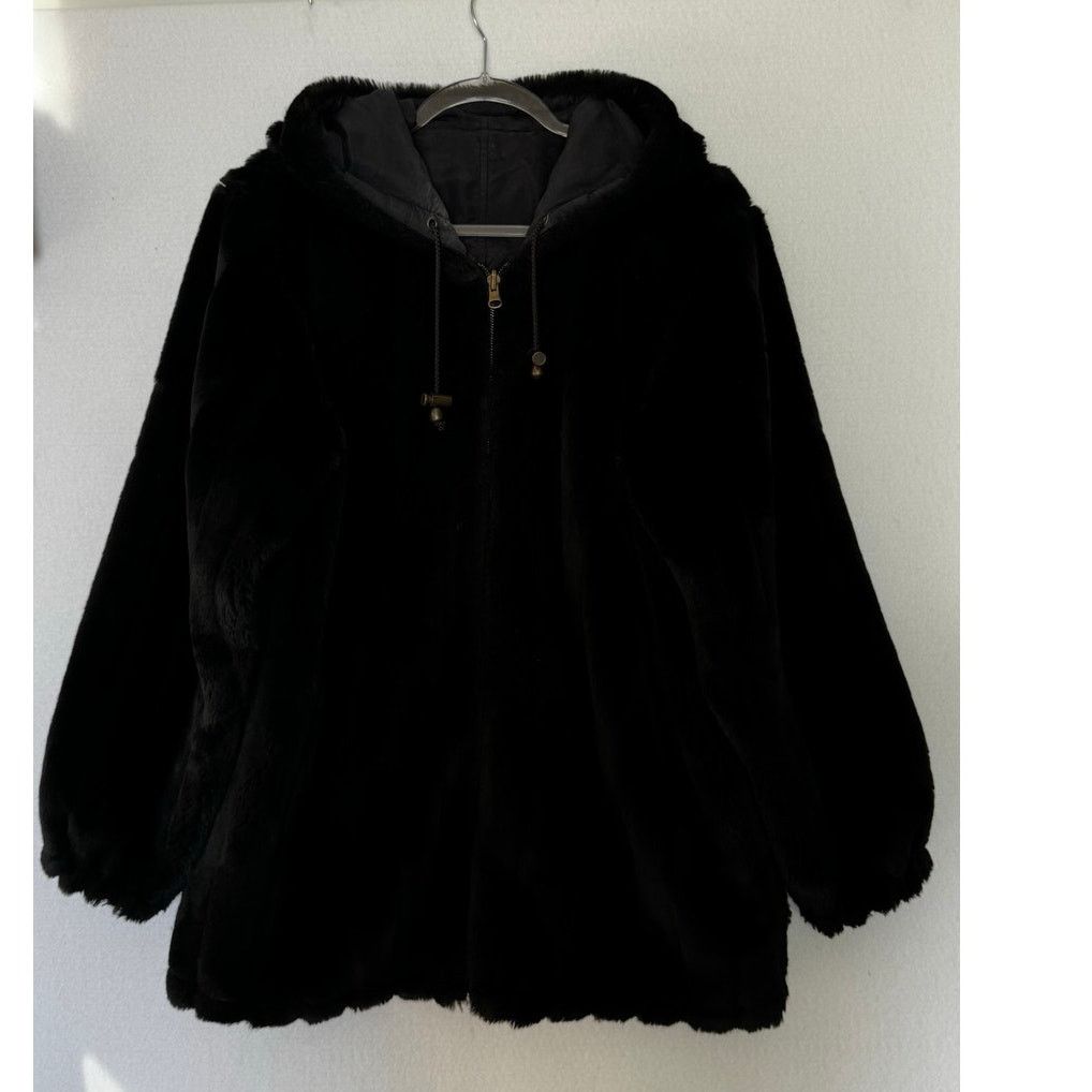 Vintage 1990s Komitor Reversible Silk Faux Fur Hooded Coat Medium Size M / US 6-8 / IT 42-44 - 13 Thumbnail