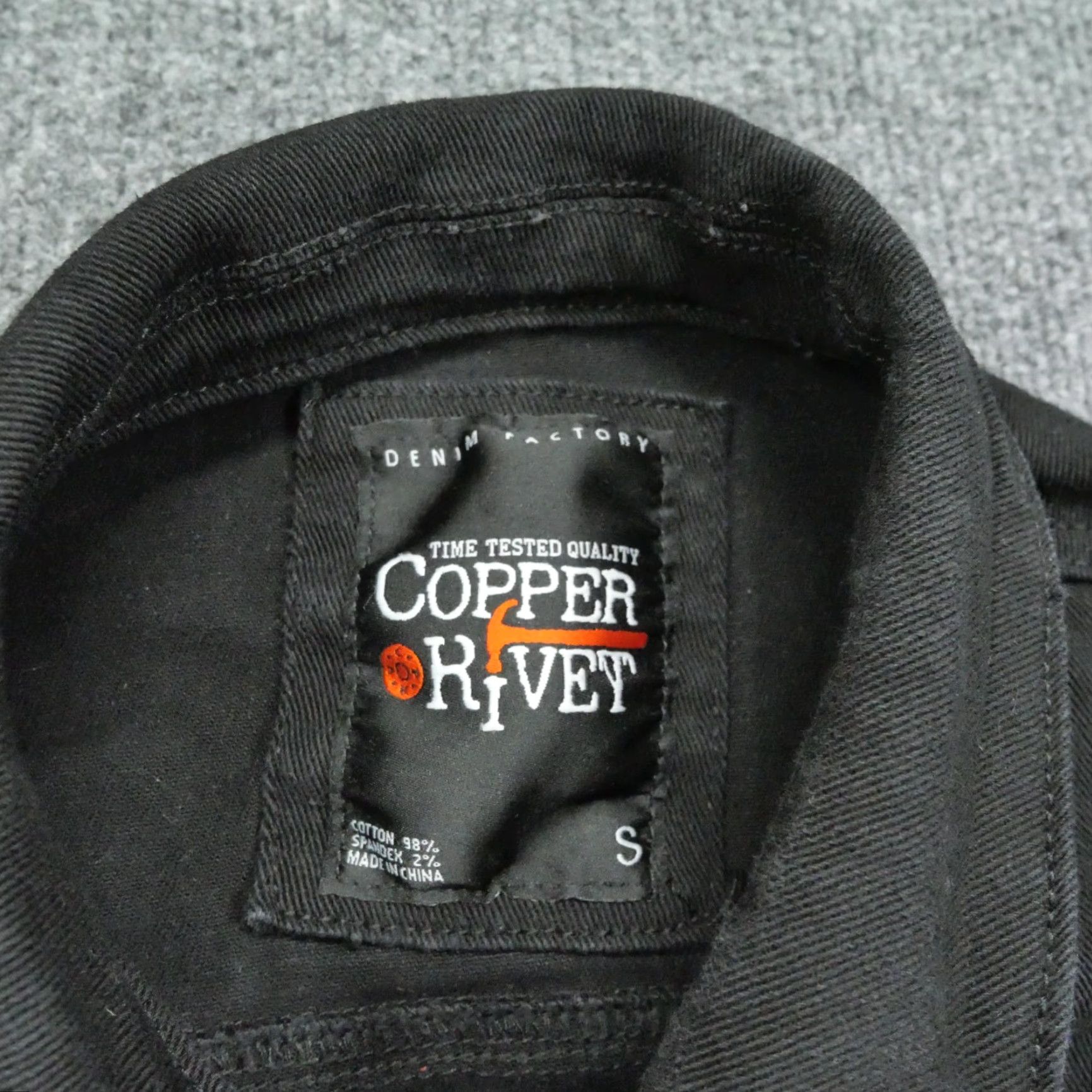 Vintage Copper Rivet Jacket Womens Small Black Distressed Grunge Punk Trucker Denim Jean Size 28" / US 6 / IT 42 - 5 Thumbnail