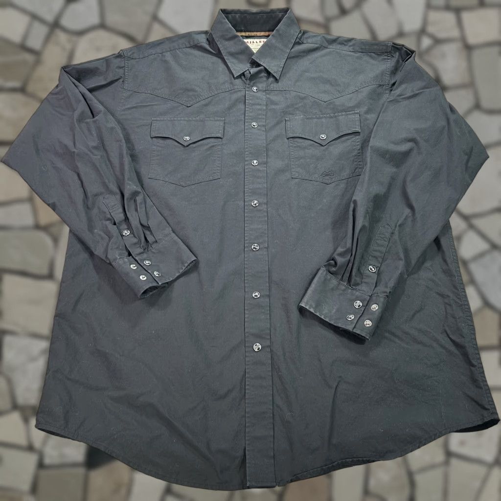 Vintage Cinch Miller Ranch Shirt Mens XL Black Solid Western Button Up Size US XL / EU 56 / 4 - 1 Thumbnail