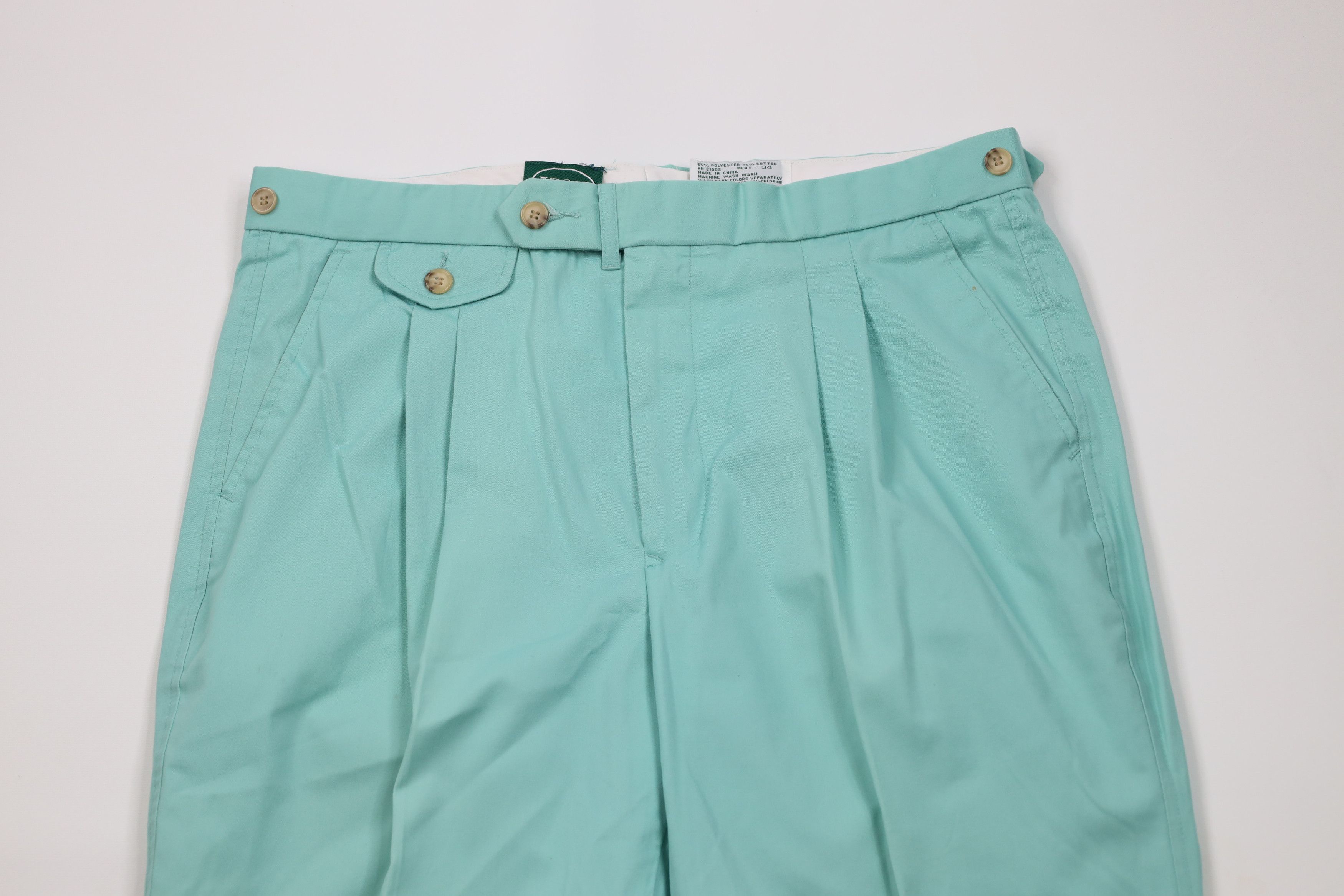 Izod × Vintage Vintage 80s 90s Izod Pleated Wide Leg Chino Pants Blue Size US 34 / EU 50 - 2 Thumbnail
