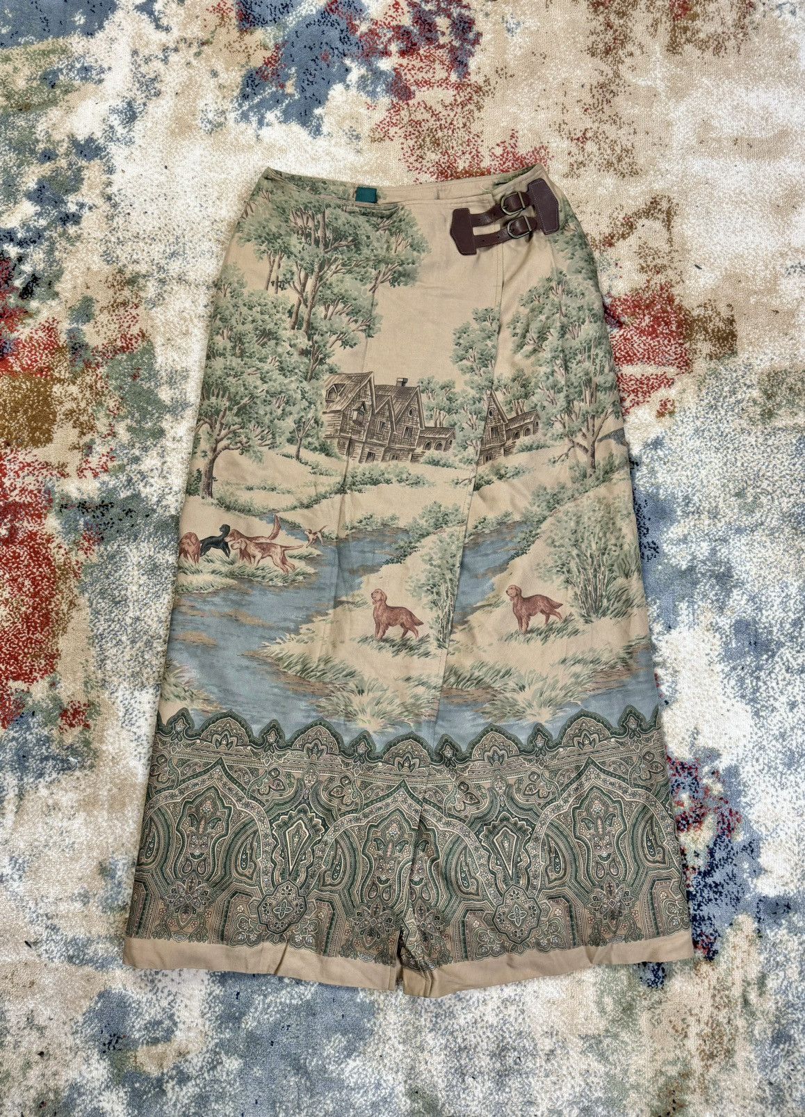 image of Archival Clothing x Avant Garde Vintage Womens Polo Ralph Laurent Skirt Western Dog Country in Brow