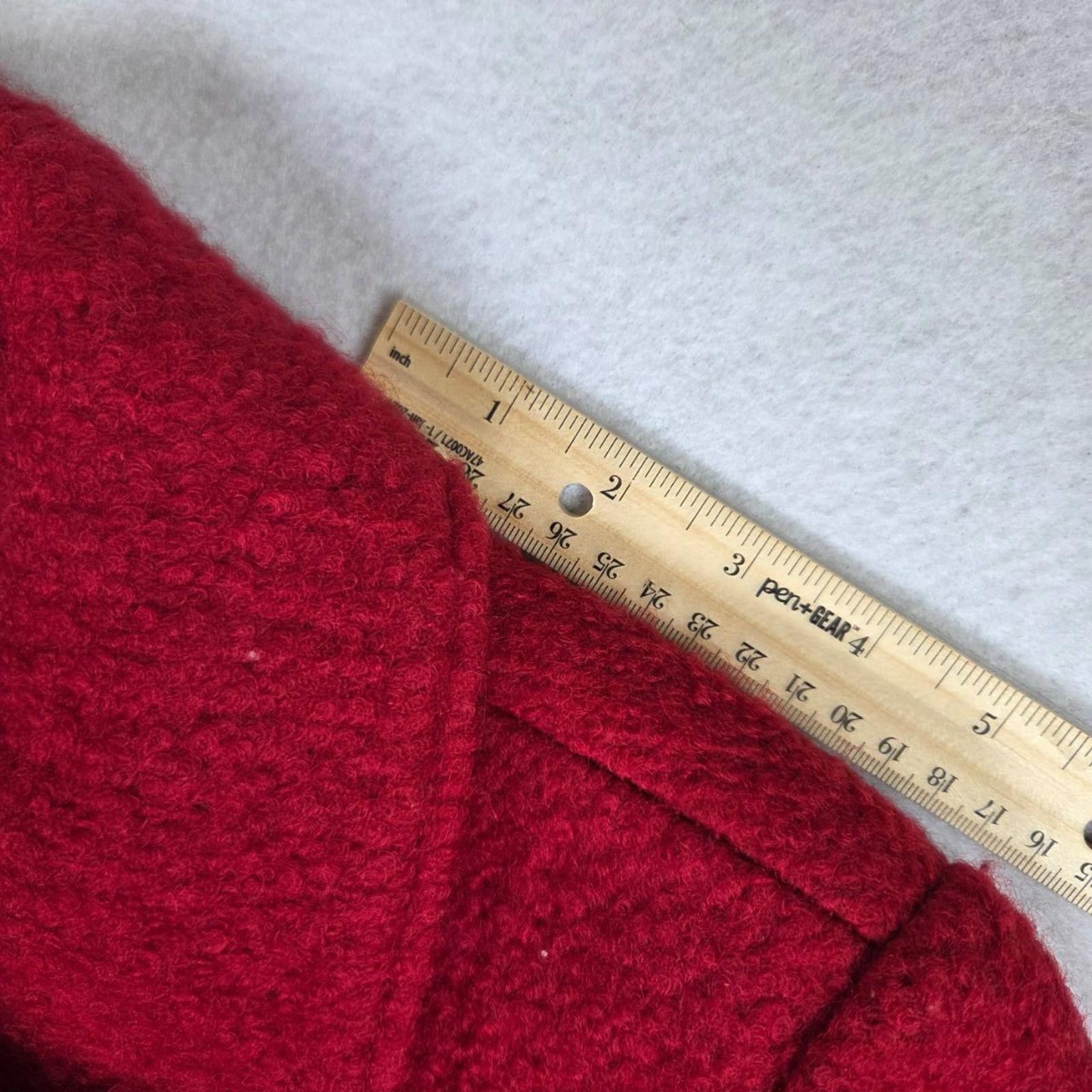 Calvin Klein Calvin Klein Womens Size 10 Red Asymmetric Button Coat Wool Size L / US 10 / IT 46 - 11 Thumbnail