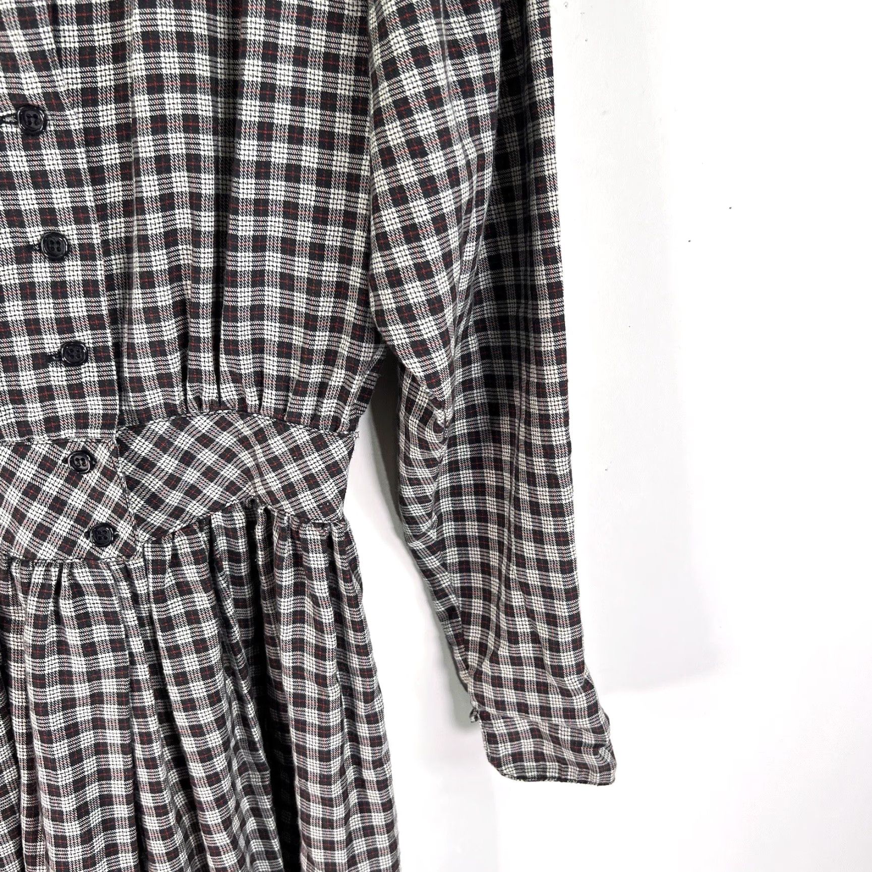 Vintage Vintage Lanz Originals 1970s Gingham Fit & Flare Dress Womens Size 6 Gray Casual National Style Size M / US 6-8 / IT 42-44 - 3 Thumbnail
