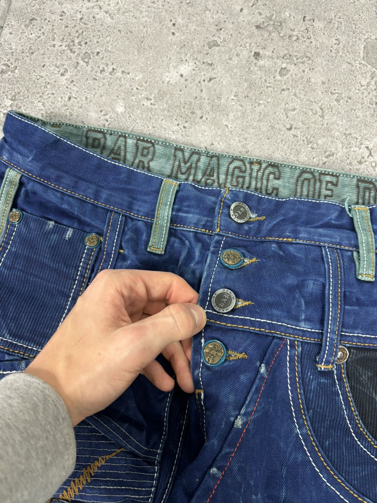 Japanese Brand 🇯🇵 Y2K Bar WideLeg Denim Japan Patchwork Multipocket Jeans Size US 34 / EU 50 - 8 Thumbnail