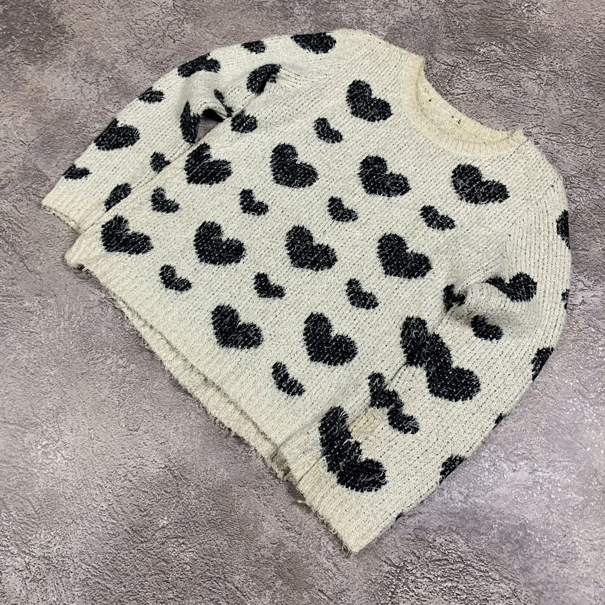 Vintage Vintage 90s Heart Knit Sweater Oversized Y2K Grunge Faded M Size M / US 6-8 / IT 42-44 - 5 Thumbnail