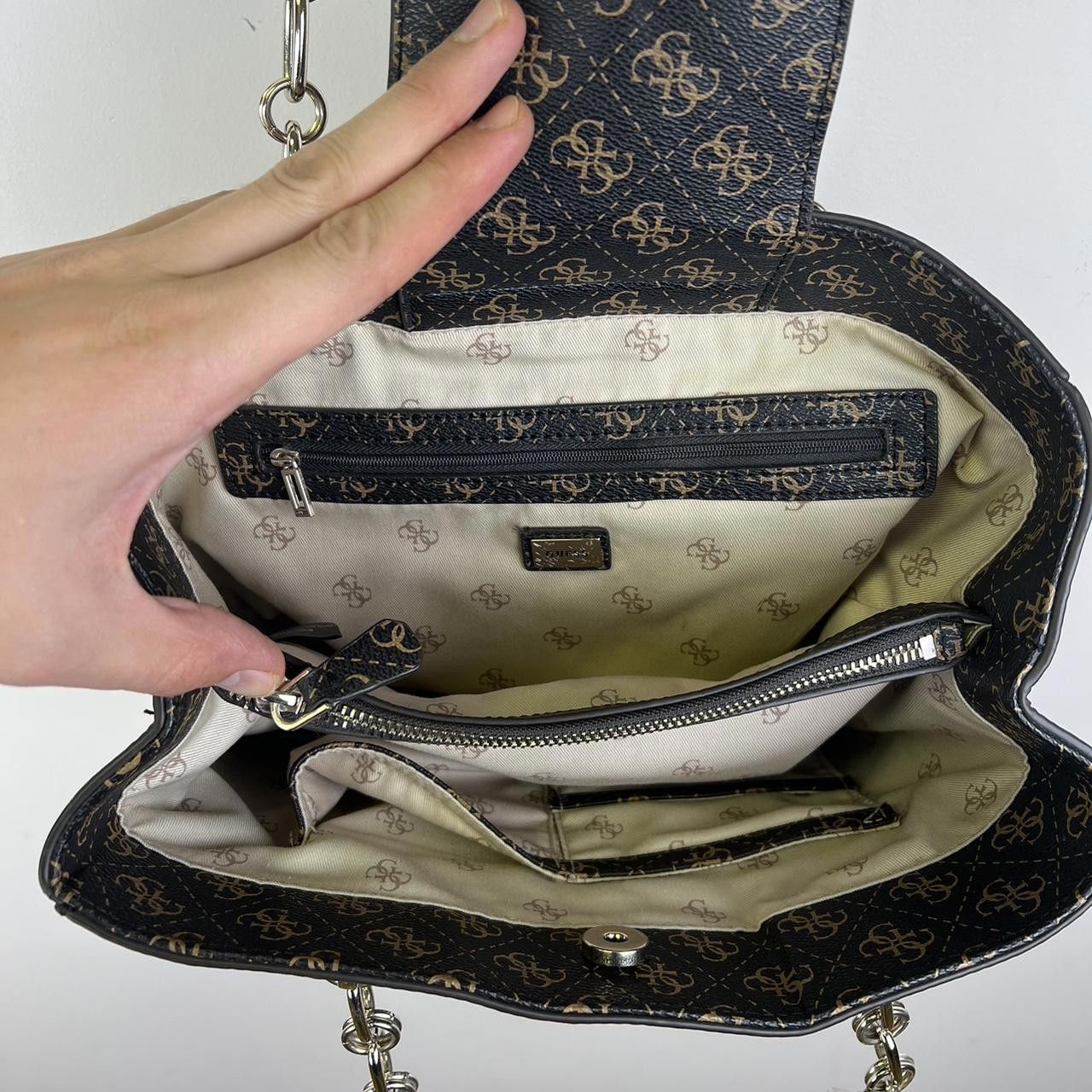 Guess GUESS Signature Pattern Tote Bag with Chain Detail Size ONE SIZE - 6 Thumbnail