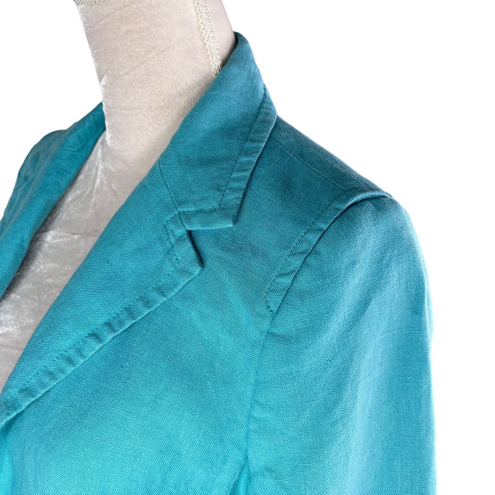 Other Talbots Linen Blazer 10 Turquoise Lined Pockets Open Classic Size L / US 10 / IT 46 - 8 Thumbnail