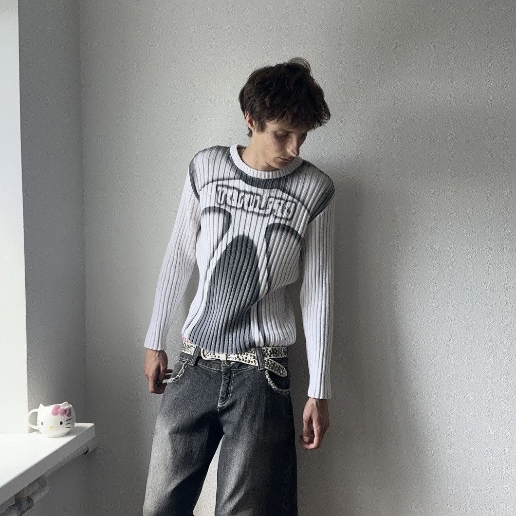 Hysteric Glamour × Undercover 00s Japan Tribal Torso Knit Ribbed Sweater Margiela Vibe Size US M / EU 48-50 / 2 - 7 Thumbnail