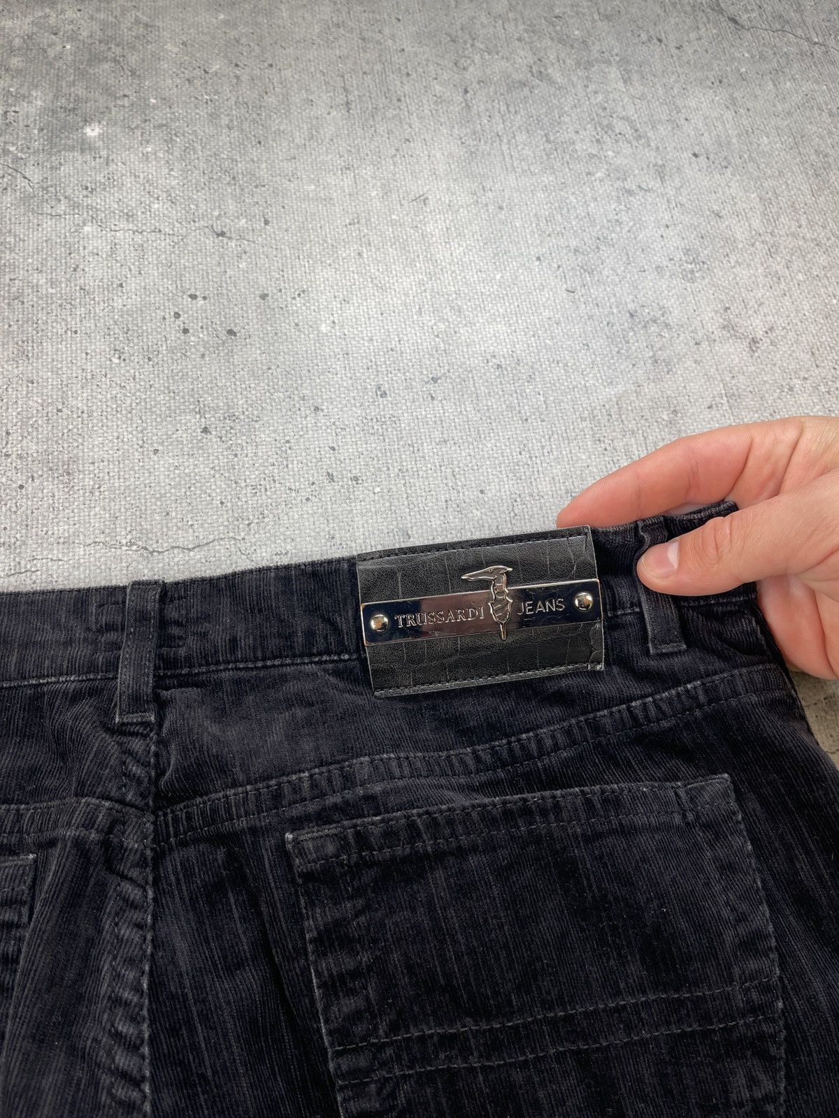 Trussardi × Vintage Trussardi Jens High Waist Straight Fit Black Jeans corduroy Size US 33 - 4 Thumbnail