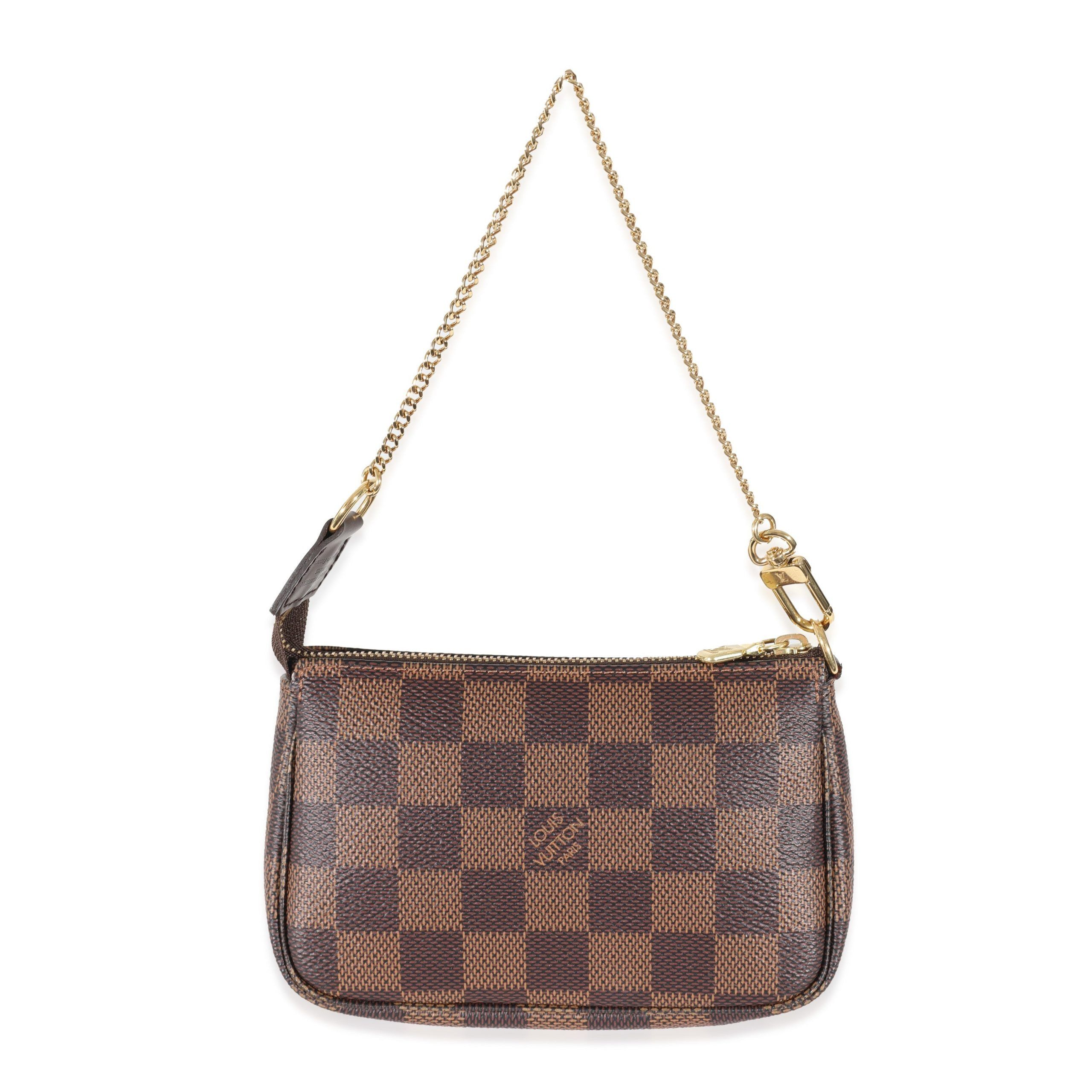 image of Louis Vuitton Canvas Damier Ebene Mini Pochette in Brown, Women's