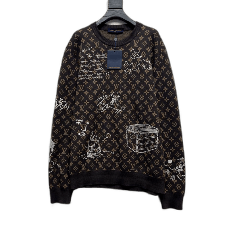 Louis Vuitton Louis Vuitton Monogram Embroidered Wool Sweater Size US XL / EU 56 / 4 - 1 Thumbnail