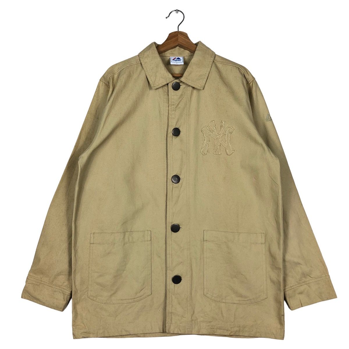Japanese Brand 🔥Vintage Chore Jacket Majestic New York Big Logo Spell Out Size US L / EU 52-54 / 3 - 1 Thumbnail