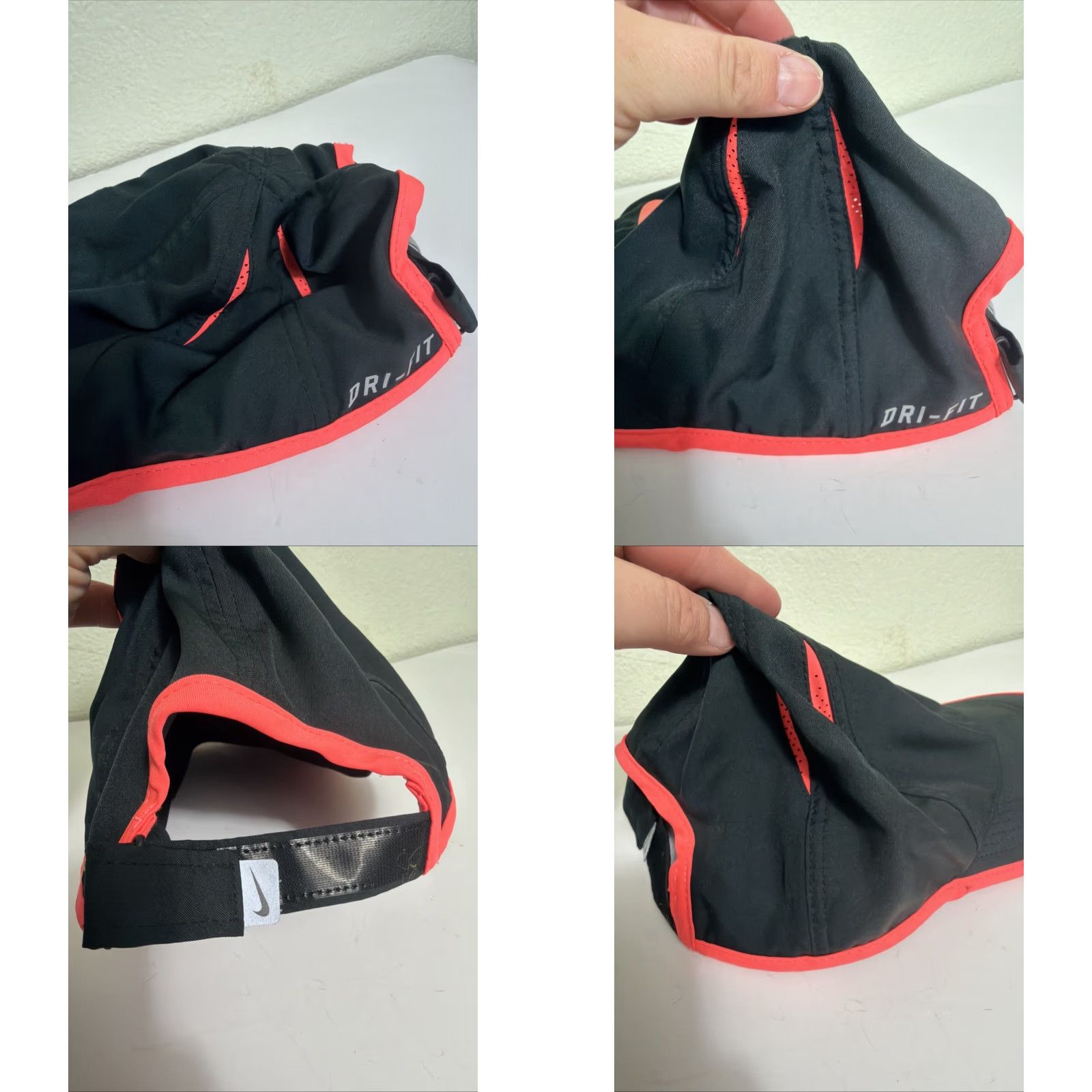 Nike VINTAGE Nike Featherlight DriFit Women’s Strapback Running Hat Black Hot Pink Hook Loop Size ONE SIZE - 8 Thumbnail