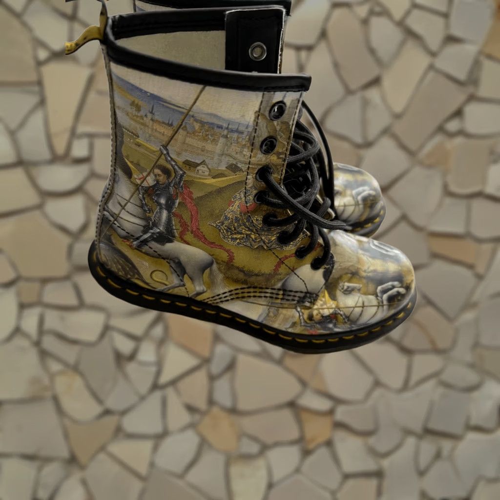 Dr. Martens Dr Martens 1460 Boots Adult Size 6 George & The Dragon Museum Artist Combat Leather Womens Size US 6 / IT 36 - 1 Thumbnail