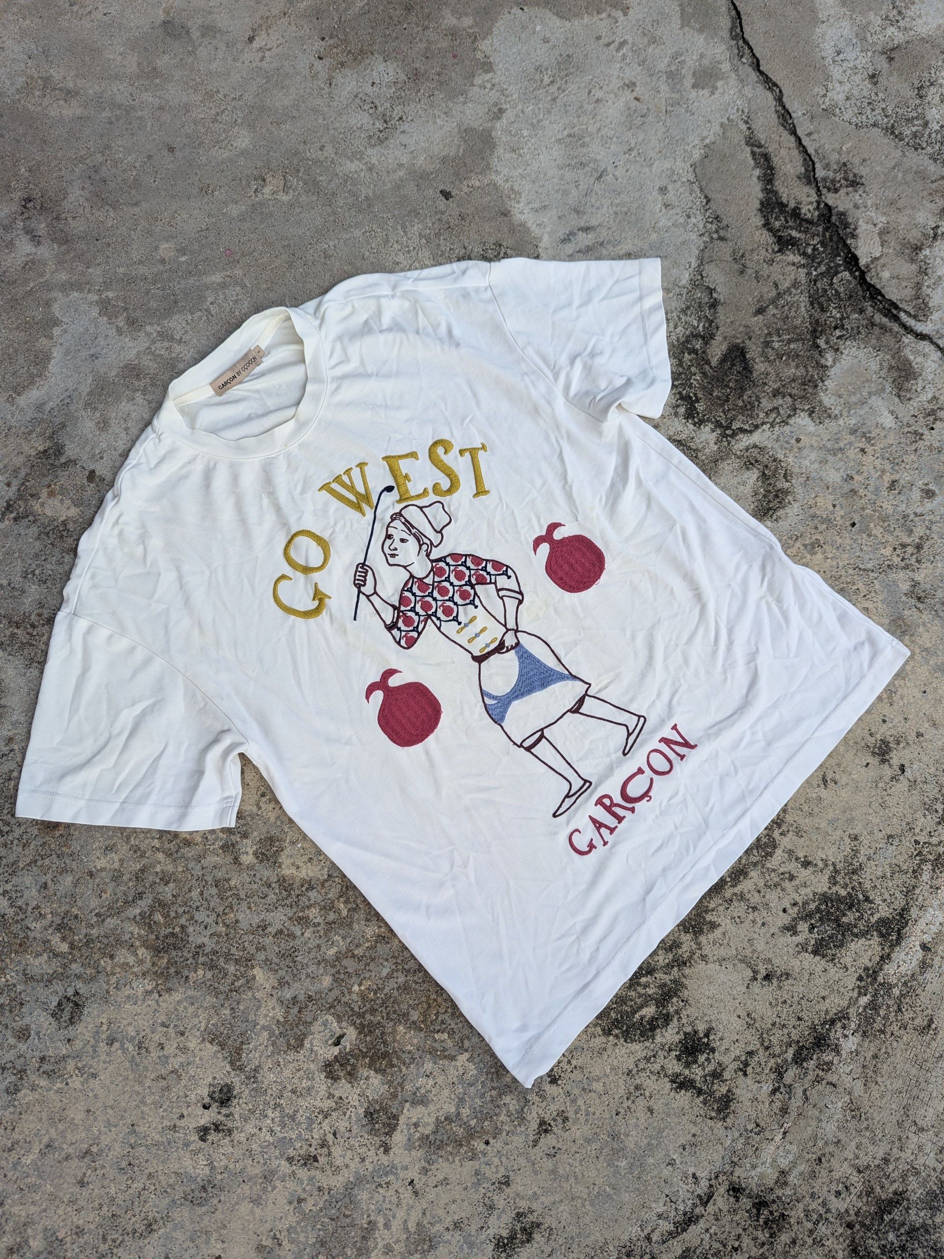 Japanese Brand Vintage 1990s Garcon Go West Embroidered T Shirt Size US M / EU 48-50 / 2 - 3 Thumbnail