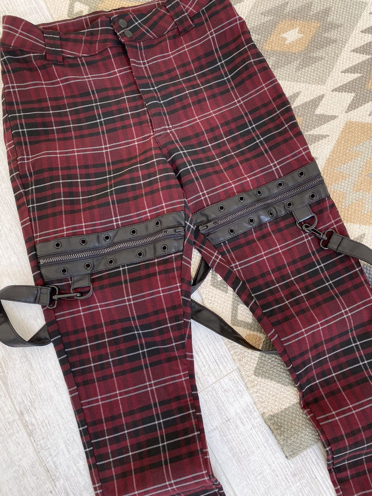 Killstar Killstar Womens Slim Emo Striped Check Pants Trousers Size 28" / US 6 / IT 42 - 4 Thumbnail
