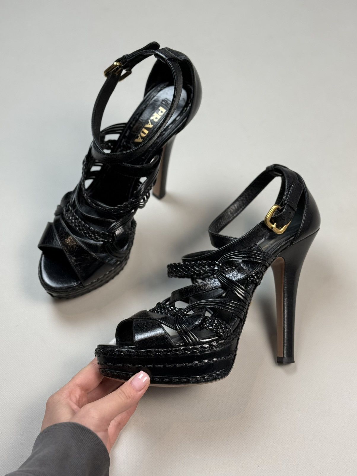 Prada Prada Ladies Black Leather Strappy Heels Shoes Size 41 Size US 10 / IT 40 - 15 Thumbnail