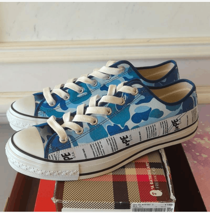 Bape A Bathing Ape ABC Camo Canvas Sneaker Blue Size US 12 / EU 45 - 7 Thumbnail