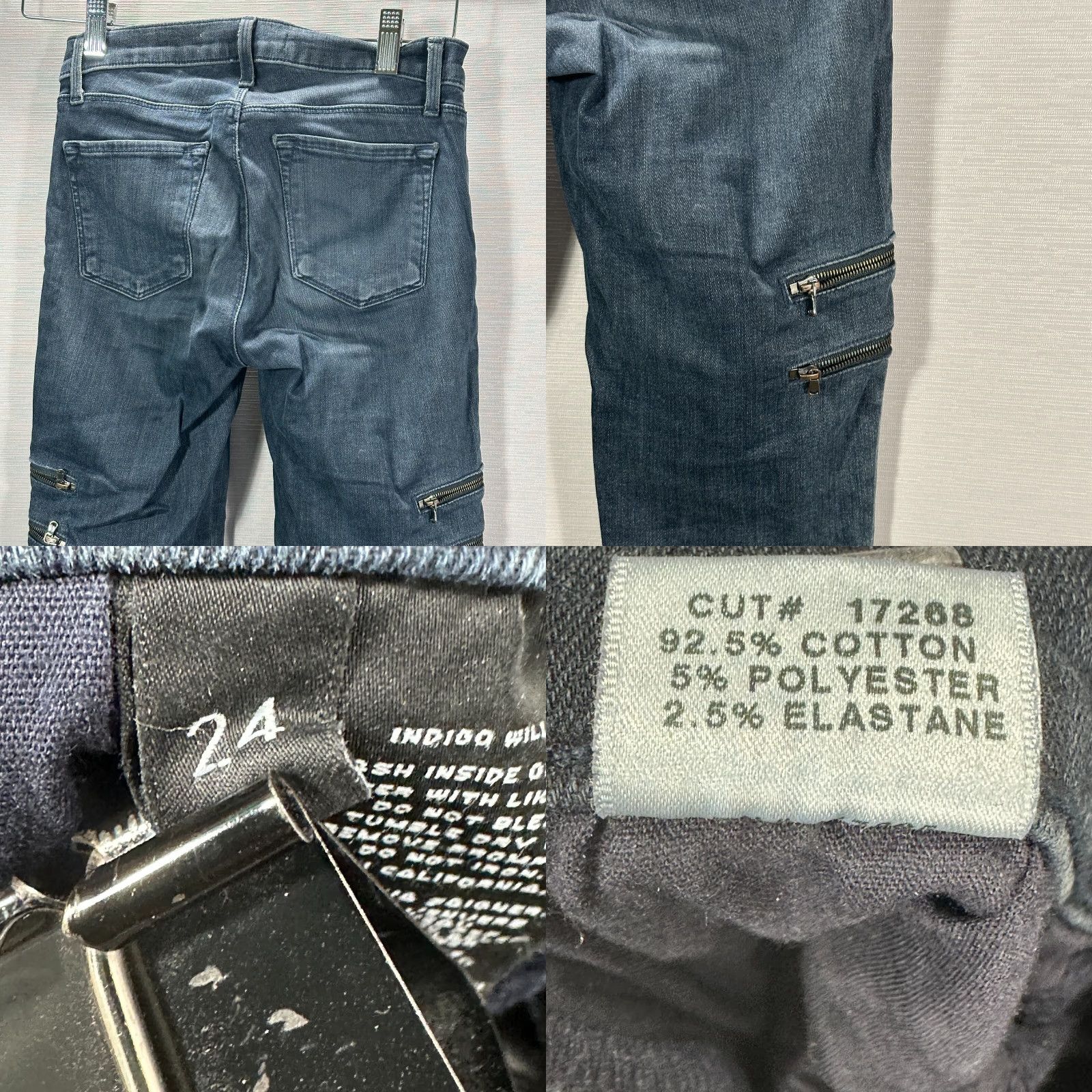 J Brand J Brand Jeans Women 24 Dee Moto Zipper Leg Skinny Cotton Stretch Dark Wash Cargo Jeans Size 42" / US 20 - 8 Thumbnail