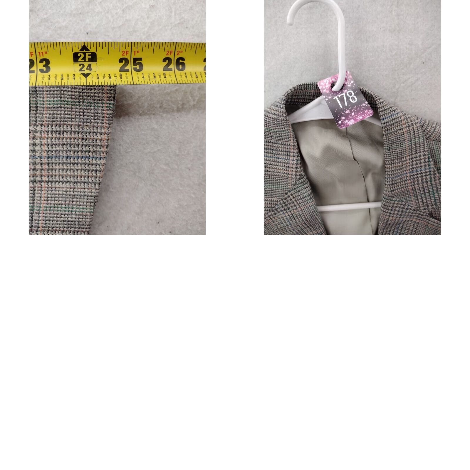 Vintage J.RIGGINS Blazer Jacket Wool Plaid 41 Gray Mens Size 42R - 11 Thumbnail