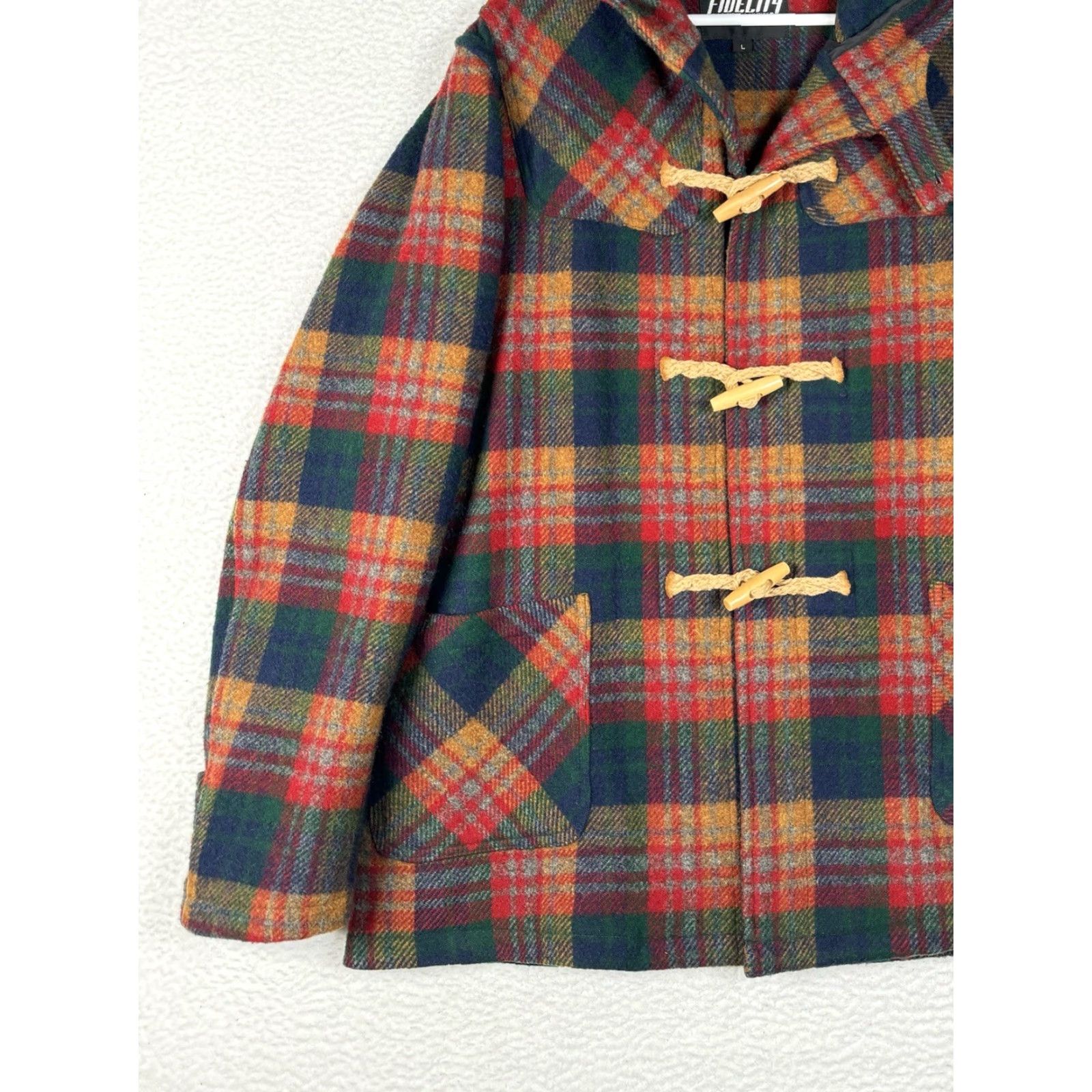 Vintage VINTAGE Fidelity Wool Plaid Toggle Jacket Hooded Mens Large Size US L / EU 52-54 / 3 - 7 Thumbnail