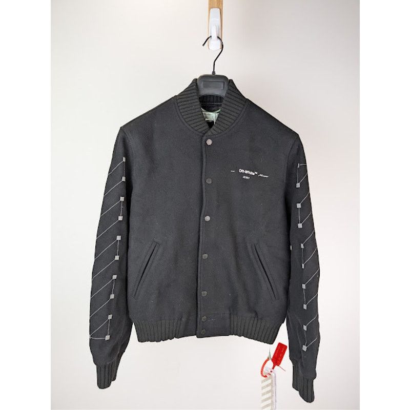 Off-White o1rshd1 Virgil Abloh Arrows Varsity Jacket in Black / White Size US M / EU 48-50 / 2 - 9 Thumbnail