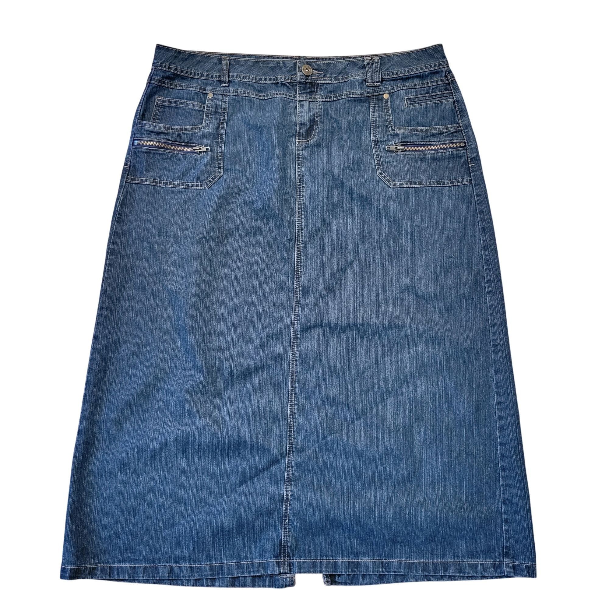 Other Cato Denim Skirt 18 Blue Jean Stretch A Line Pockets Back Sl Size 40" / US 18 - 1 Thumbnail
