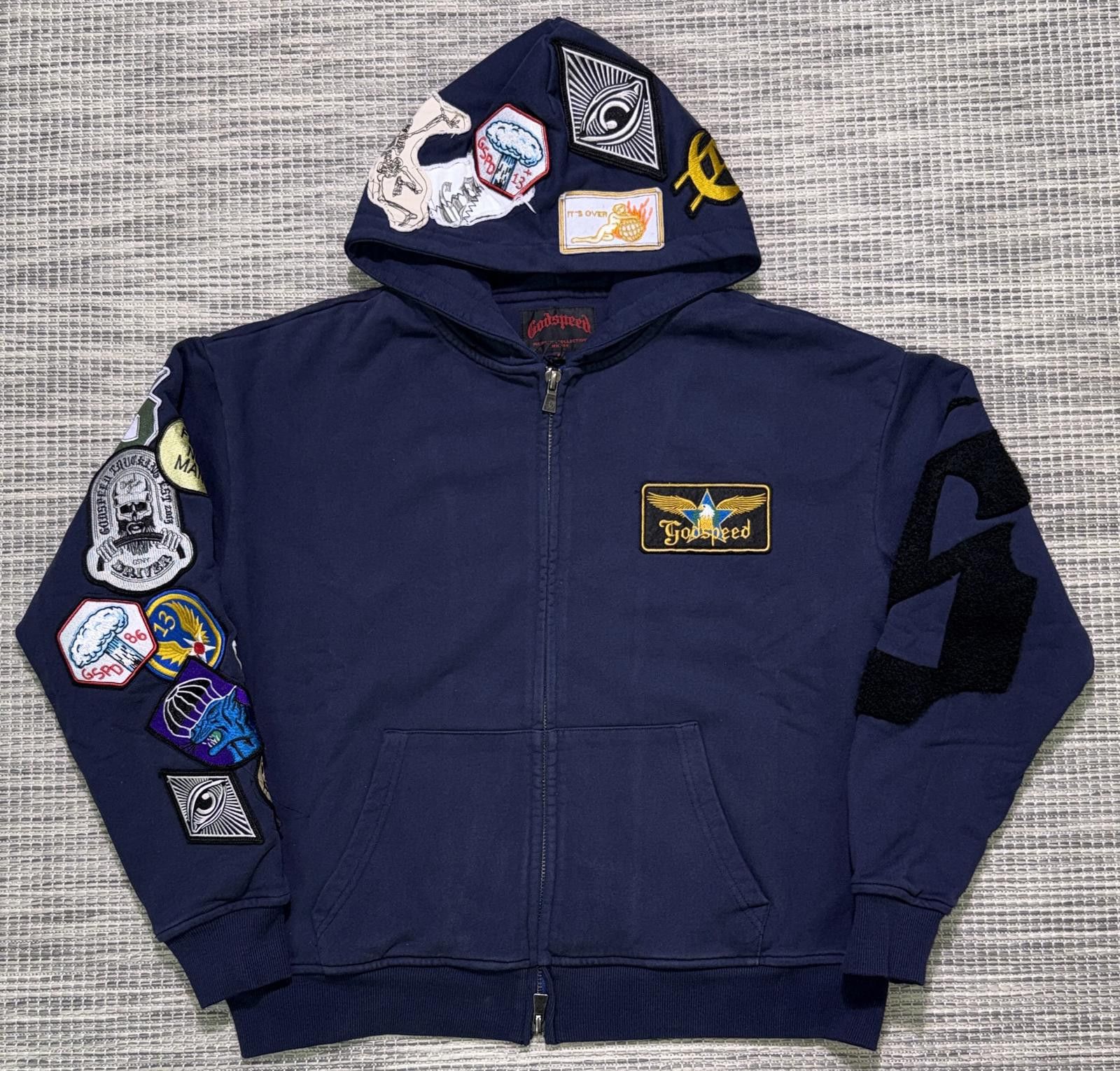 Godspeed Navy Squadron Men's Zip Up Hoodie