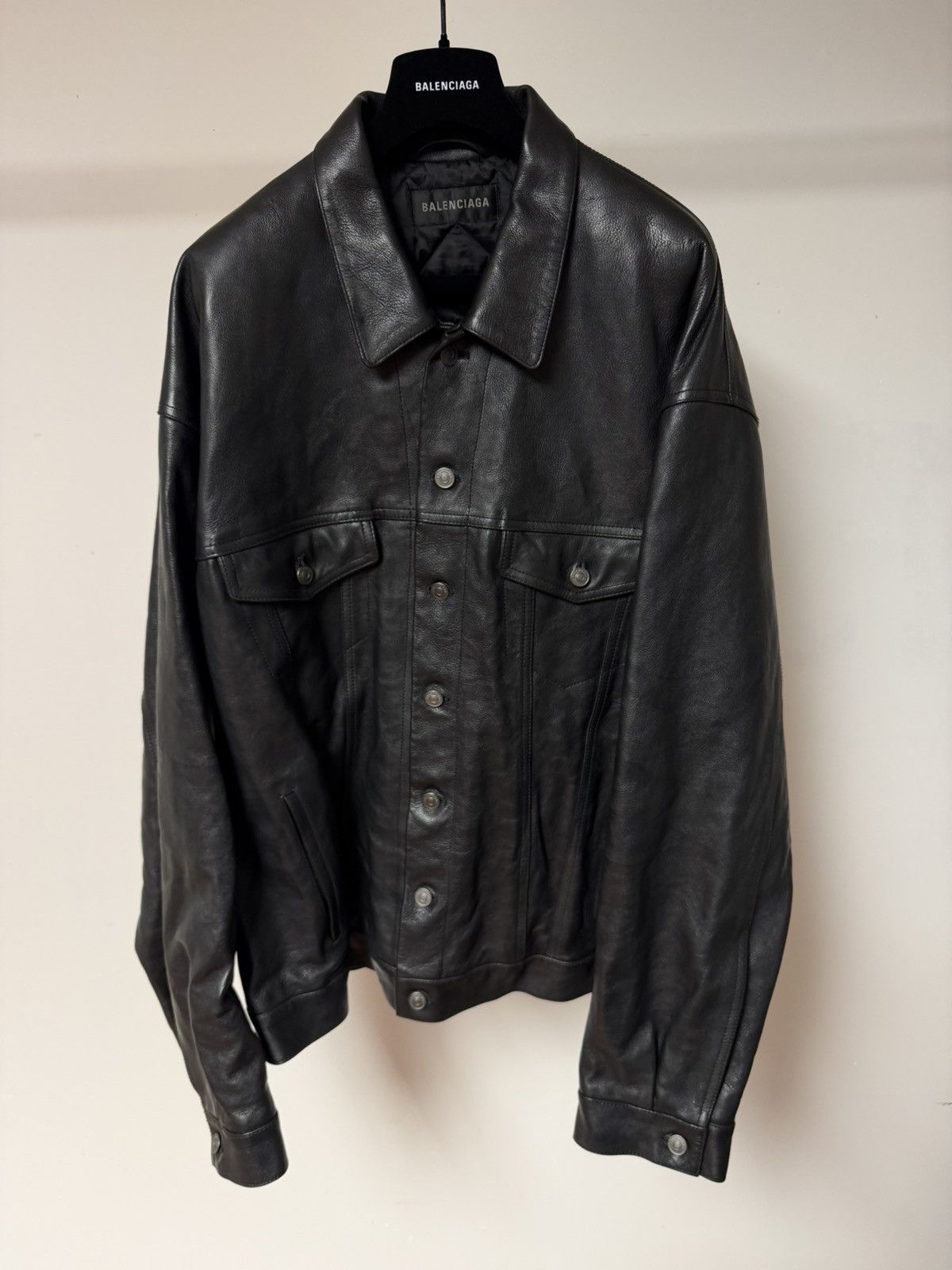 Balenciaga NEW - Summer 23 Buffalo Denim Style Trucker Leather Jacket S Size US S / EU 44-46 / 1 - 1 Thumbnail