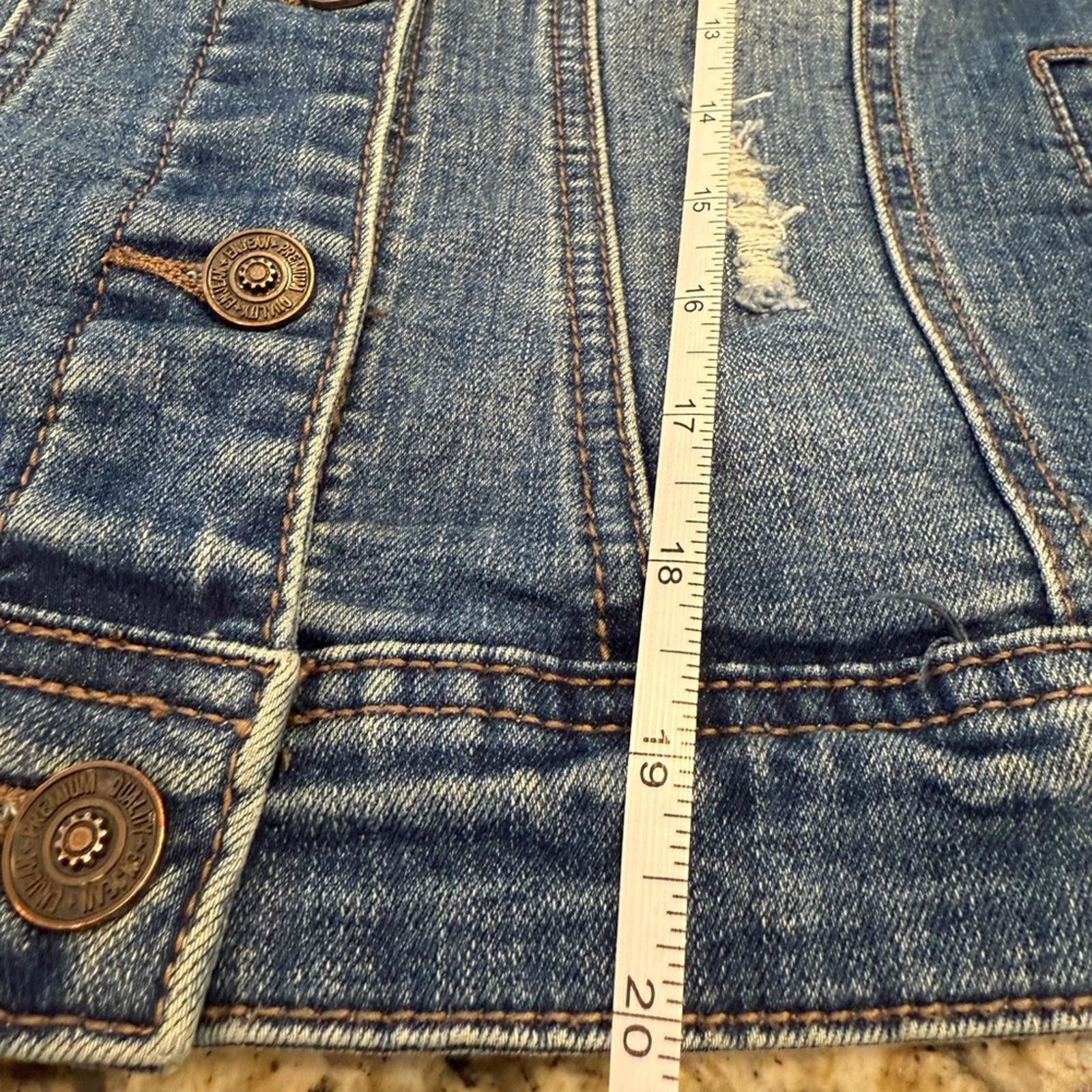 Other ENJEAN denim jeans jacket distressed medium wash stretch SM Size S / US 4 / IT 40 - 10 Thumbnail