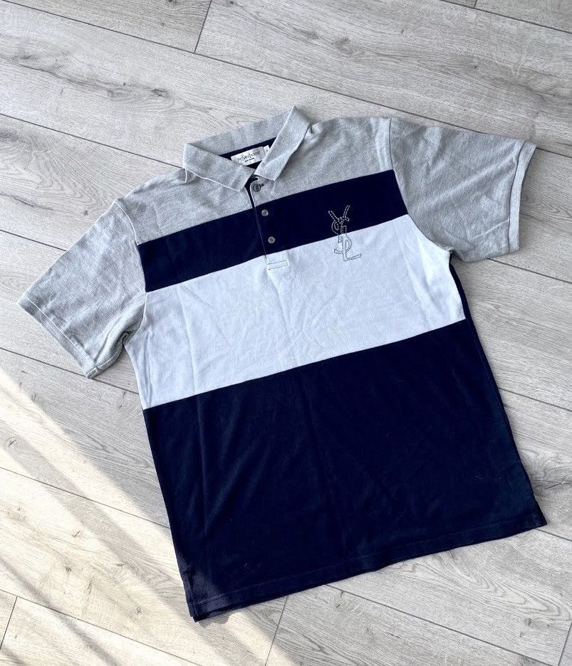 Vintage × Yves Saint Laurent Vintage 90's YSL Yves Saint Laurent Big Logo Polo Shirt Size US XL / EU 56 / 4 - 1 Thumbnail