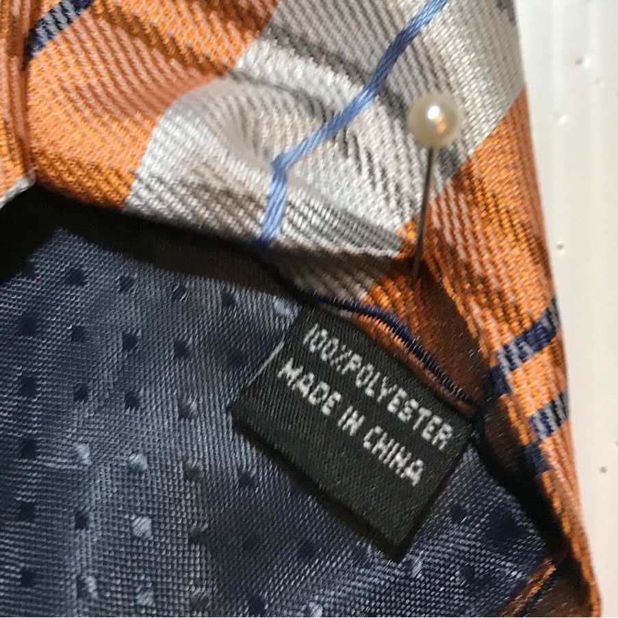 Other Clericci Orange Silver Plaid Wide Classic Mens Necktie Size ONE SIZE - 5 Thumbnail