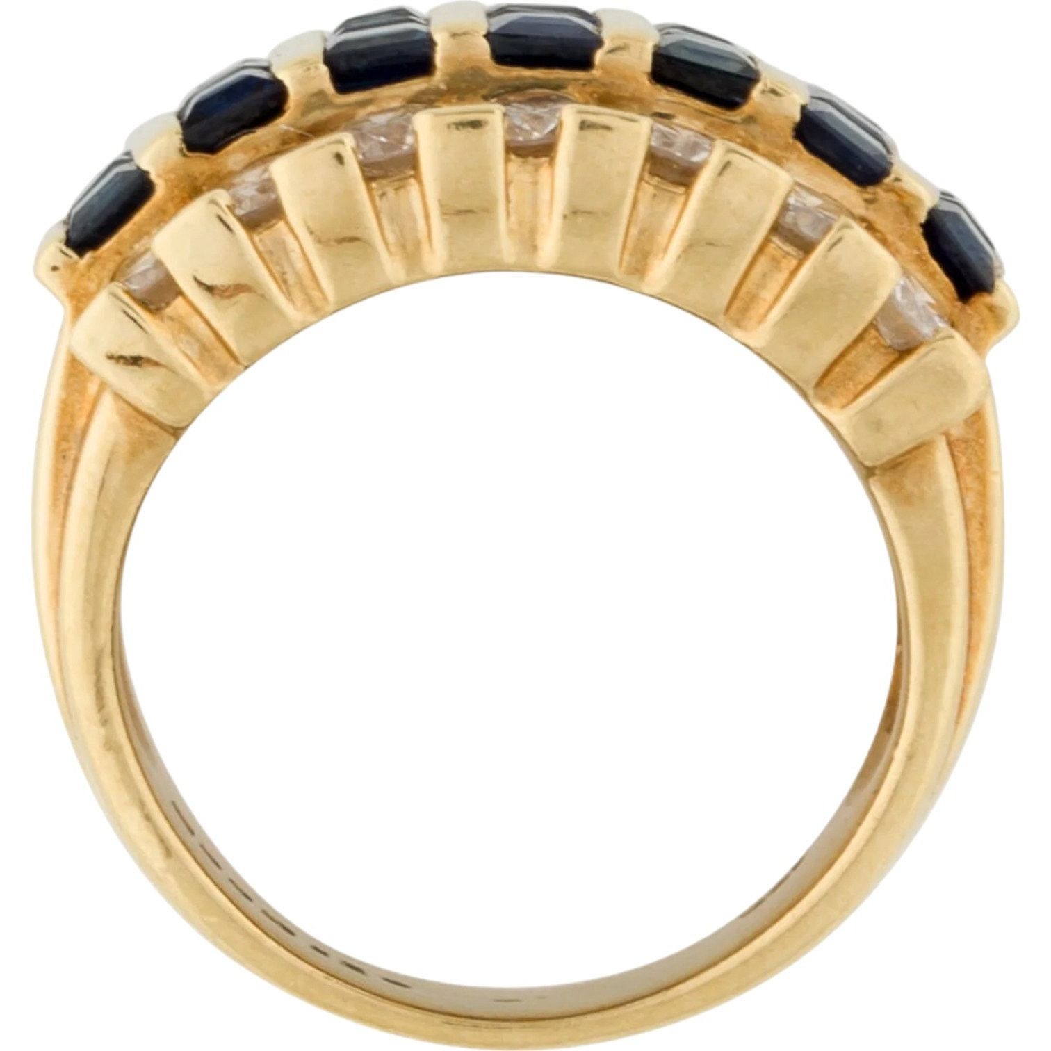 Other 18K Solid Gold Sapphires & Diamonds Ring, Band 5 Size ONE SIZE - 4 Thumbnail