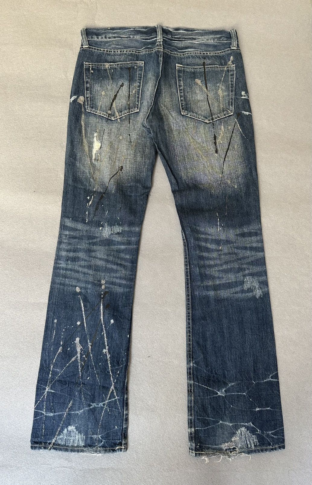 Japanese Brand FLARE Unbranded Splatter Distressed Denim Size US 33 - 2 Thumbnail