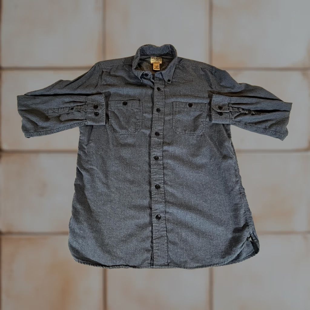 Vintage LL Bean Flannel Shirt Men M Medium Blue Long Sleeve Button-Down Slim Size US M / EU 48-50 / 2 - 1 Thumbnail
