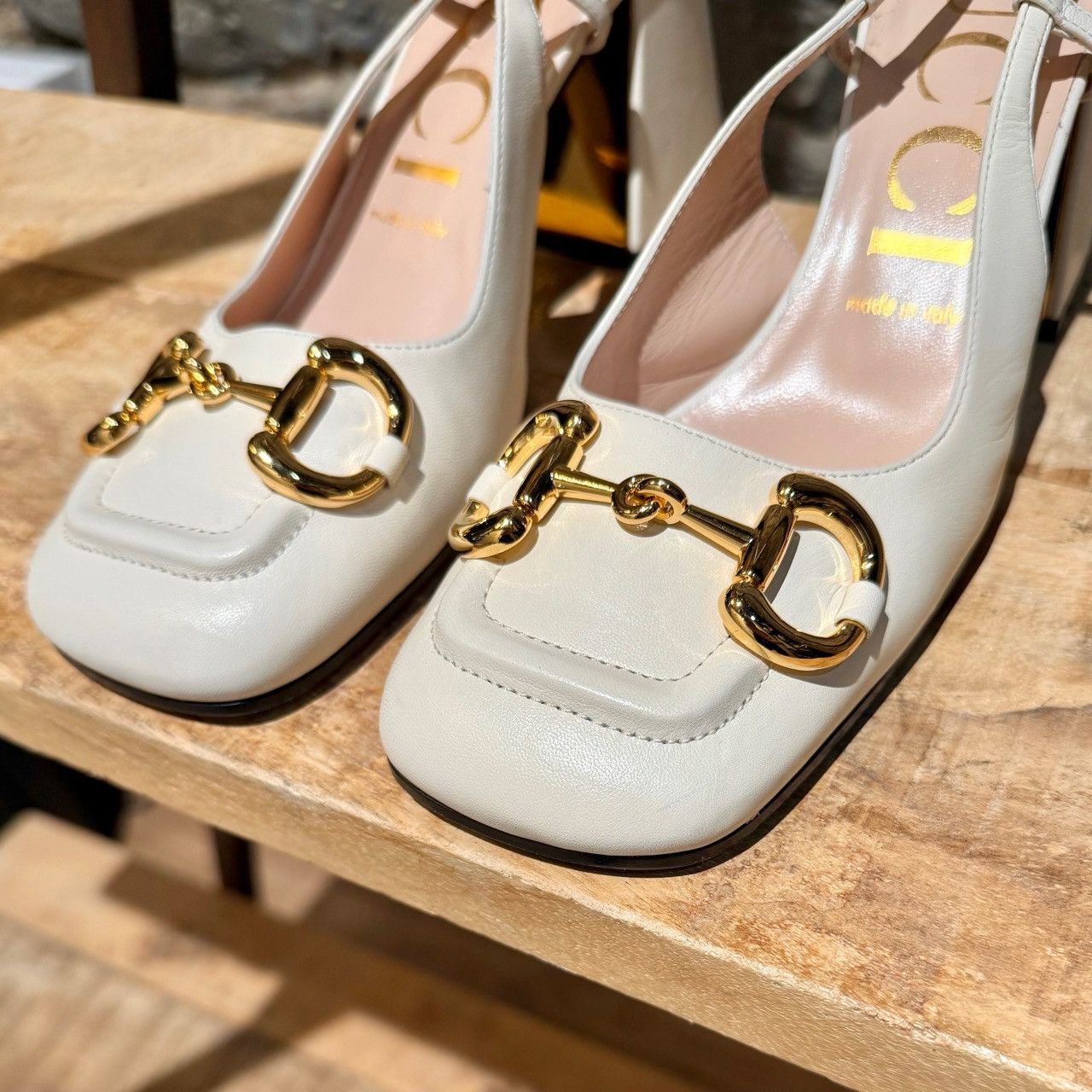 Gucci Gucci Ivory Horsebit Slingback Block Heels Pumps Size US 8 / IT 38 - 4 Thumbnail