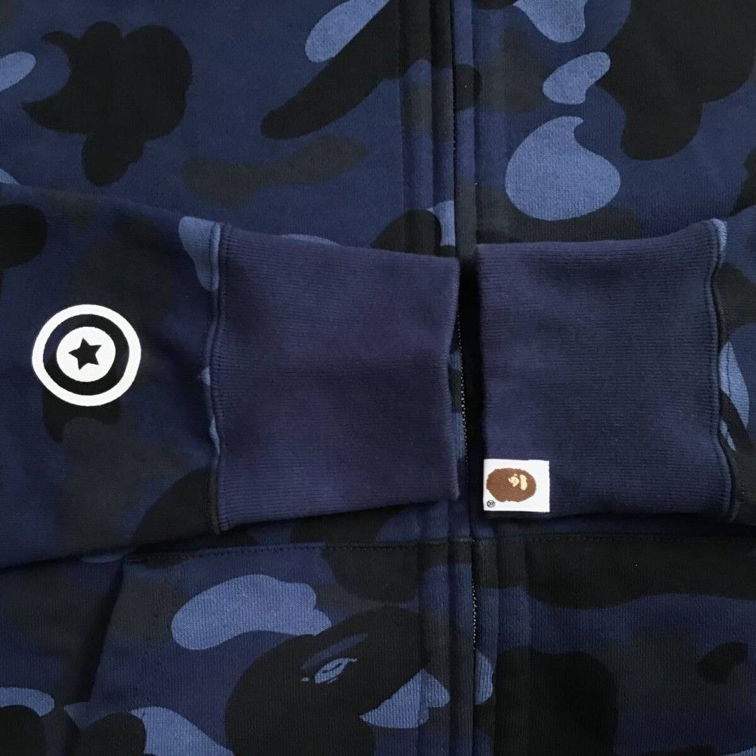Bape BAPE Double Shark Full Zip Hoodie Blue camo a bathing ape Size US M / EU 48-50 / 2 - 6 Thumbnail