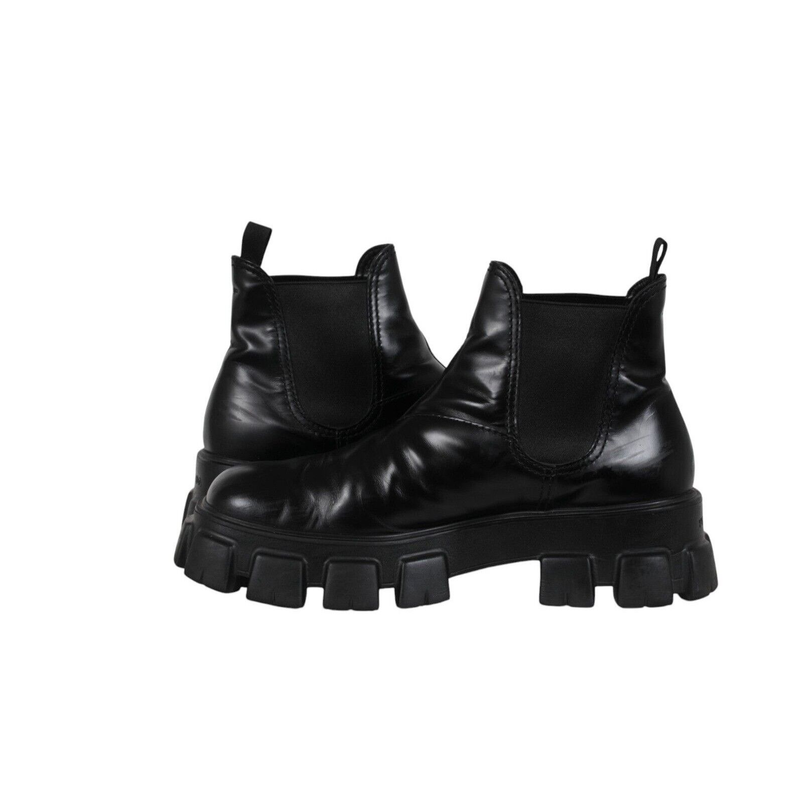 Prada Monolith Chelsea Boots Black Leather - 02511B Size US 11 / EU 44 - 10 Thumbnail