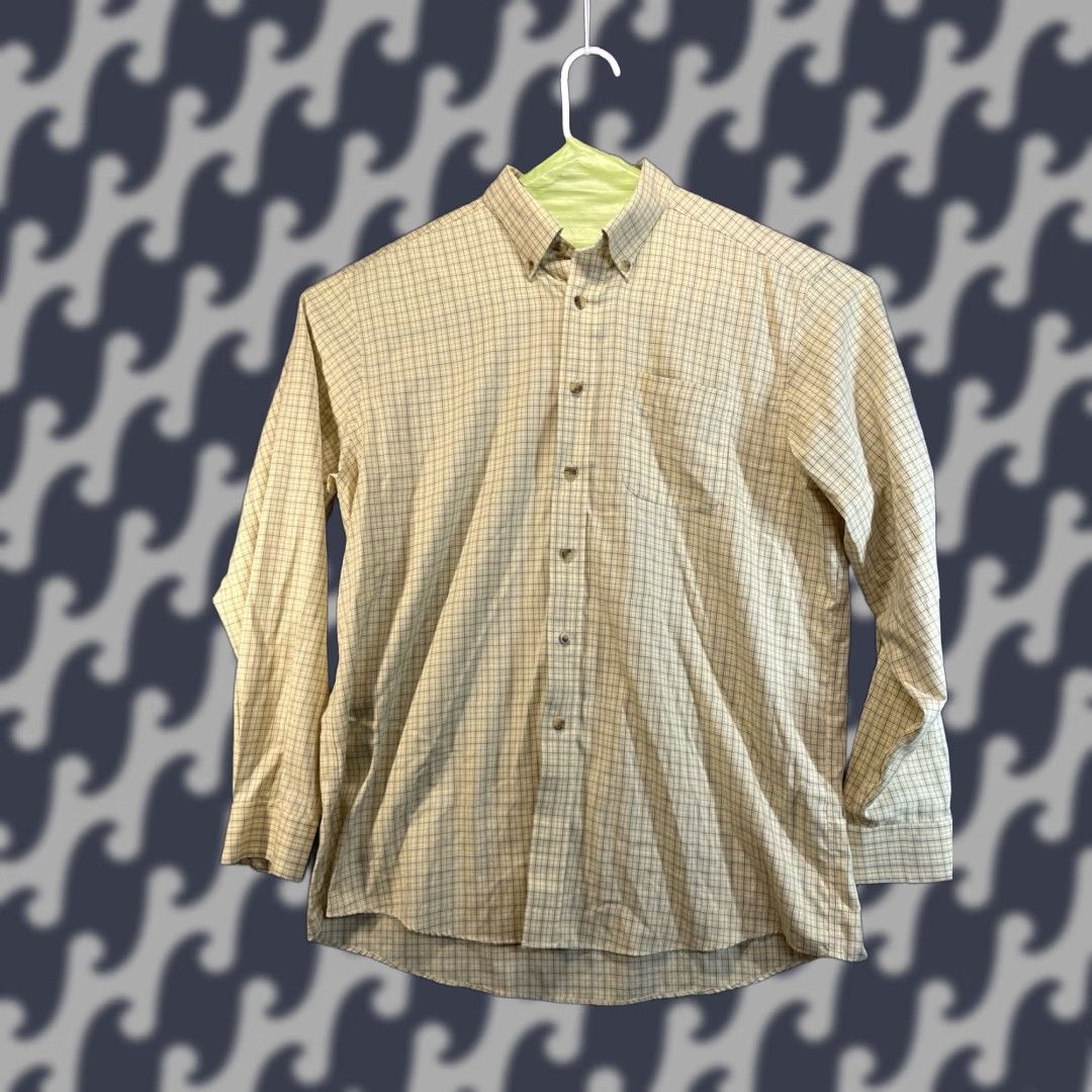 Vintage L.L. Bean Wrinkle Resistant Button-Down Shirt Mens Large Yellow Checkered Size US L / EU 52-54 / 3 - 1 Thumbnail